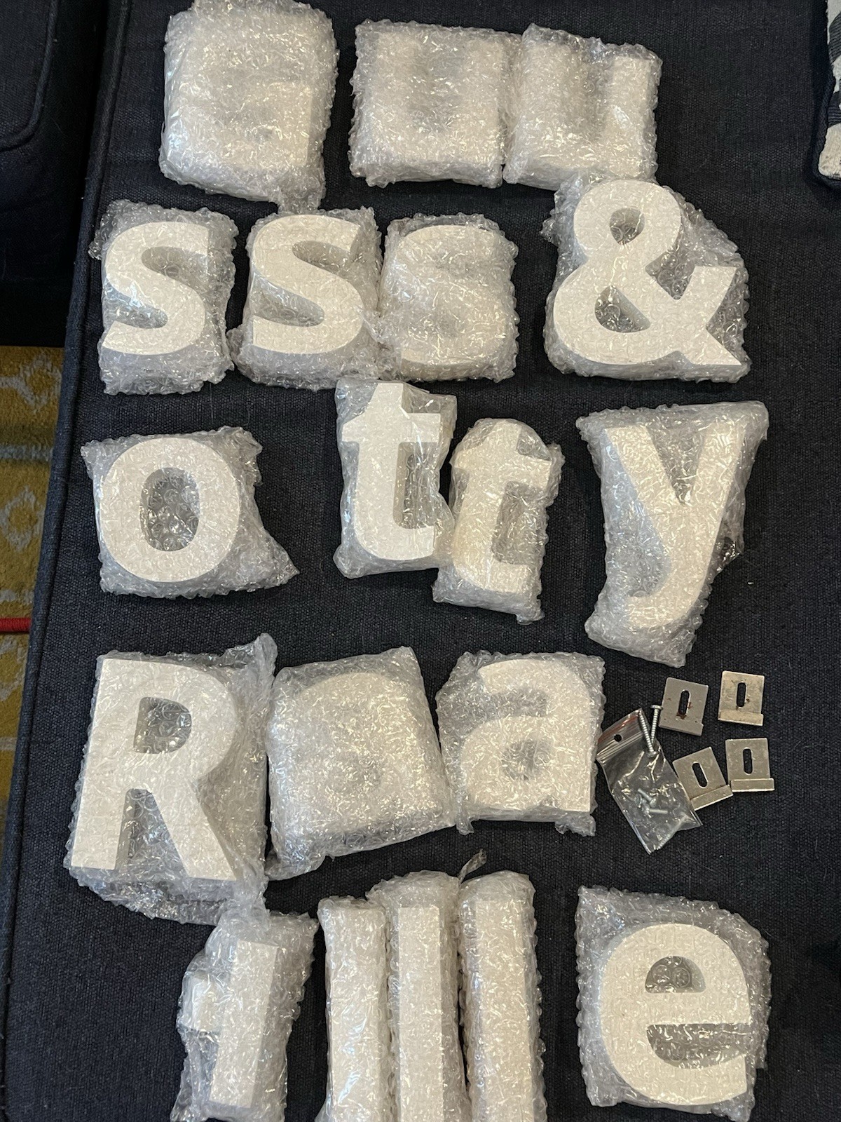 White 3D Marquee Graphic Sign Letters/Symbols Set with some of Mounting Hardware