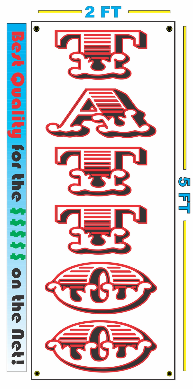 Red & Black TATTOO vertical All Weather Banner Store & Piercing Studio & Supply