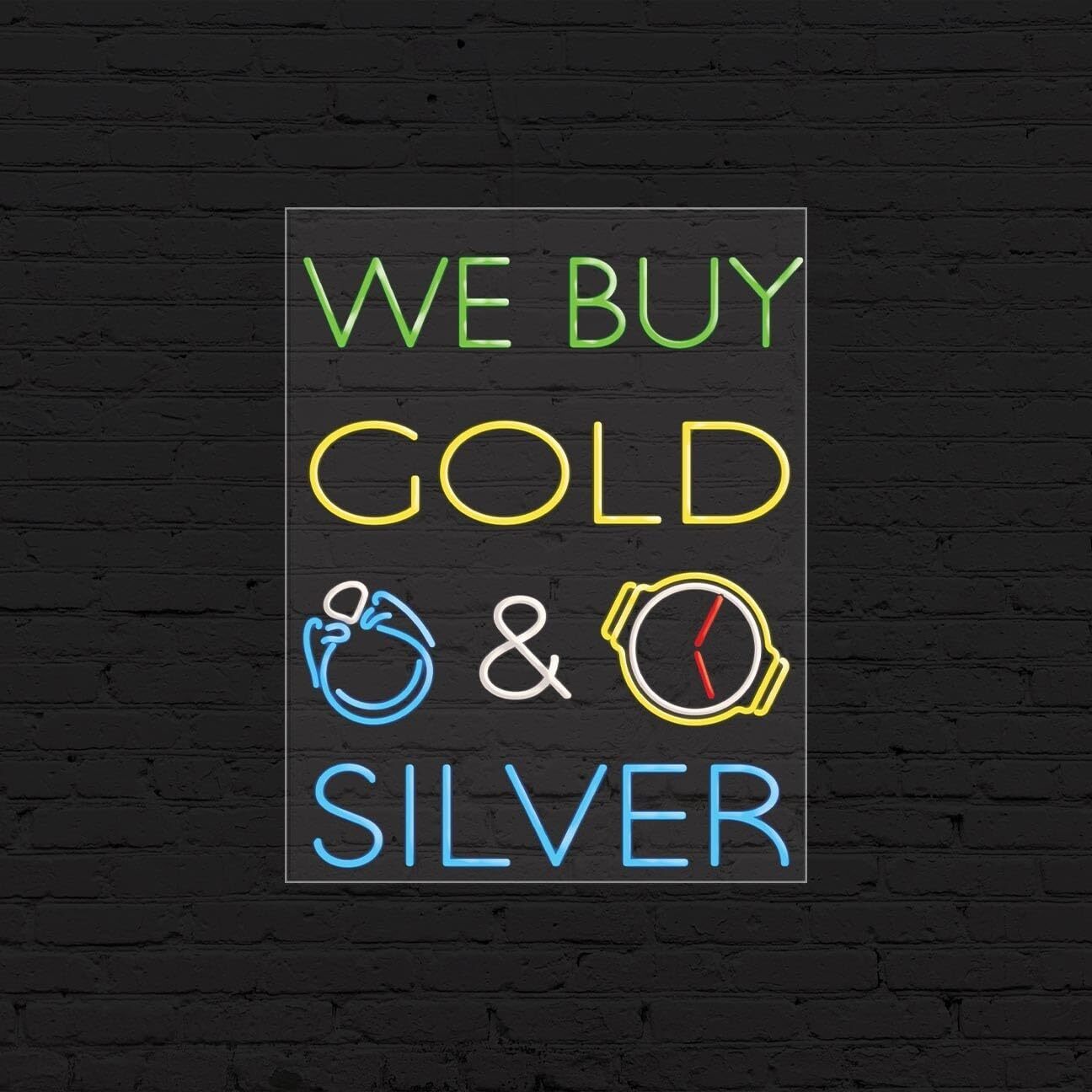 We Buy Gold & Silver Sign for Business | LED Flex Neon | 24″W x 31″H x 1″D