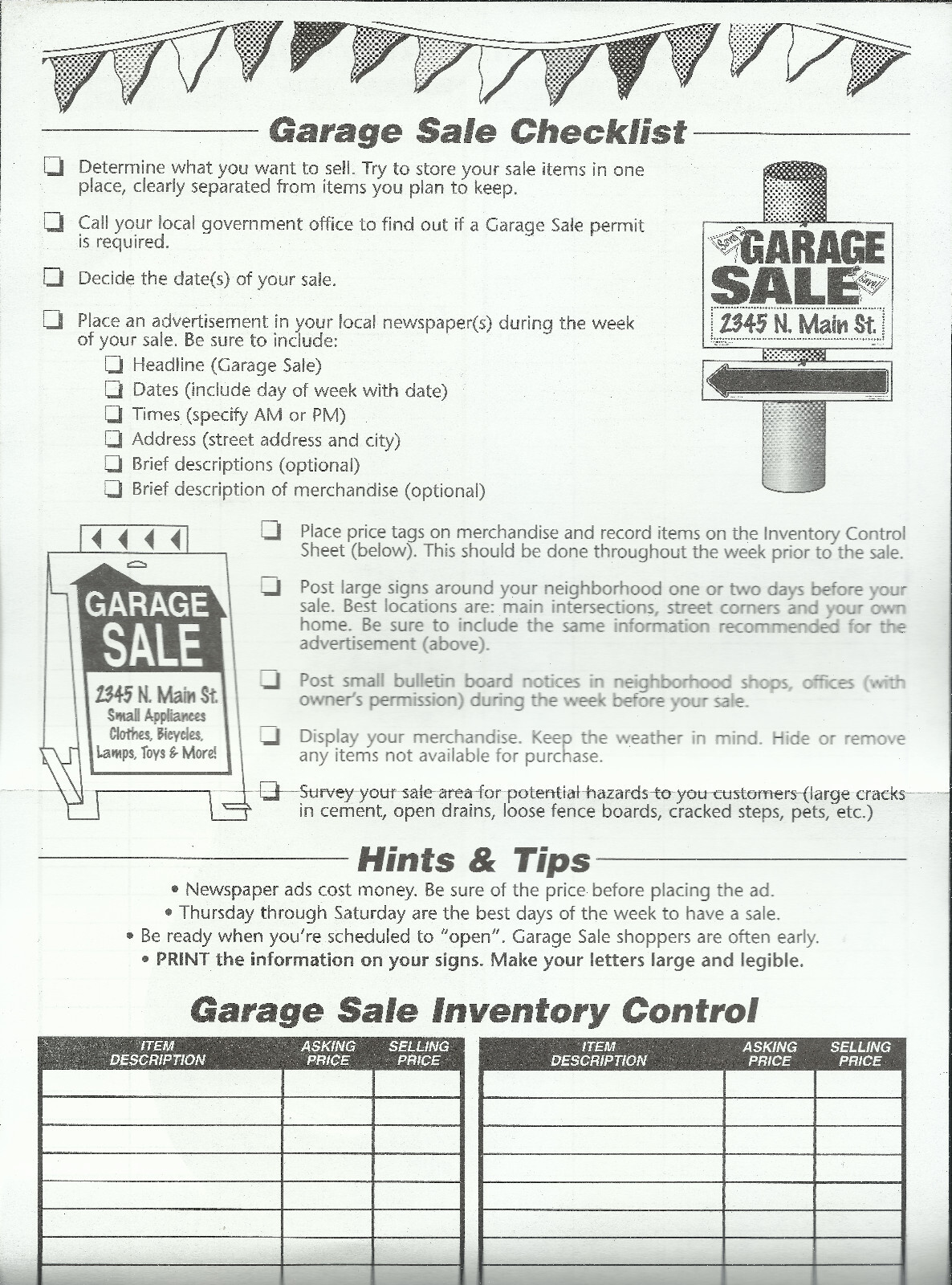 Garage Yard Sale SIGN KIT 8″x12 SignS arrows Price Label Stickers HILLMAN 848623