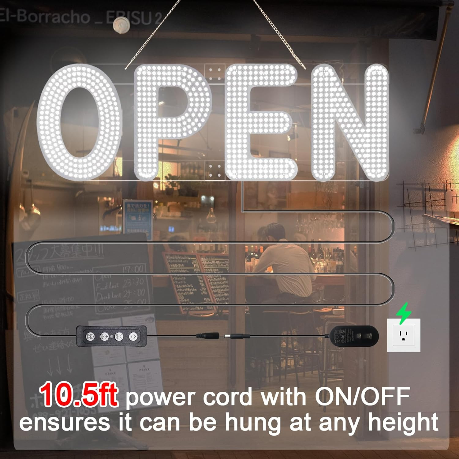 30″X10″ Open Sign, LED Open Sign for Business, Ultra Bright Dimmable with 3 Scen
