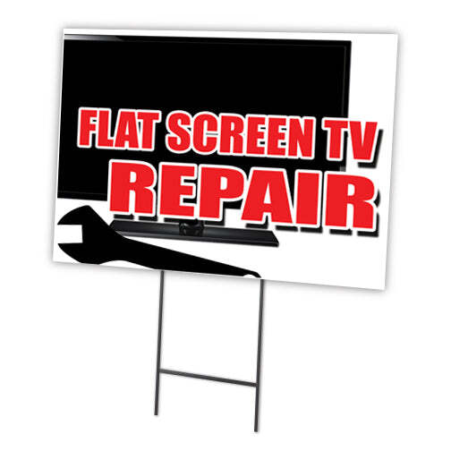 Flat Screen Tv Repair Yard Sign & Stake outdoor plastic coroplast window
