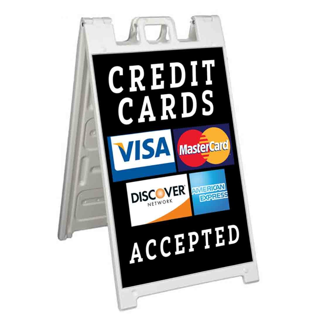 CREDIT CARDS ACCEPTED Signicade 24×36 Aframe Sidewalk Sign Banner Decal