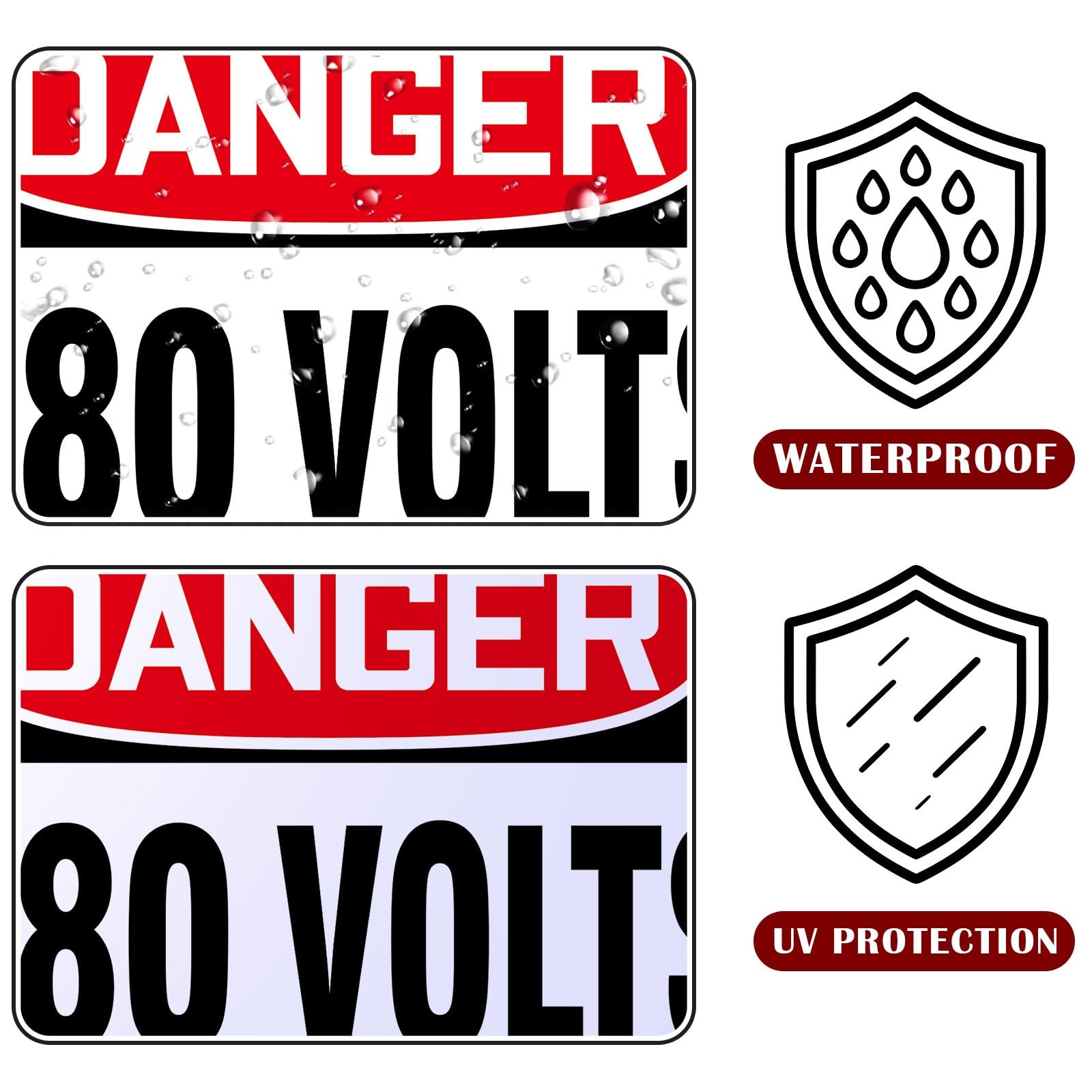 10 Pcs DANGER 480 Volts Labels – 5″ x 3.5” Adhesive Vinyl Safety Warning Sti…
