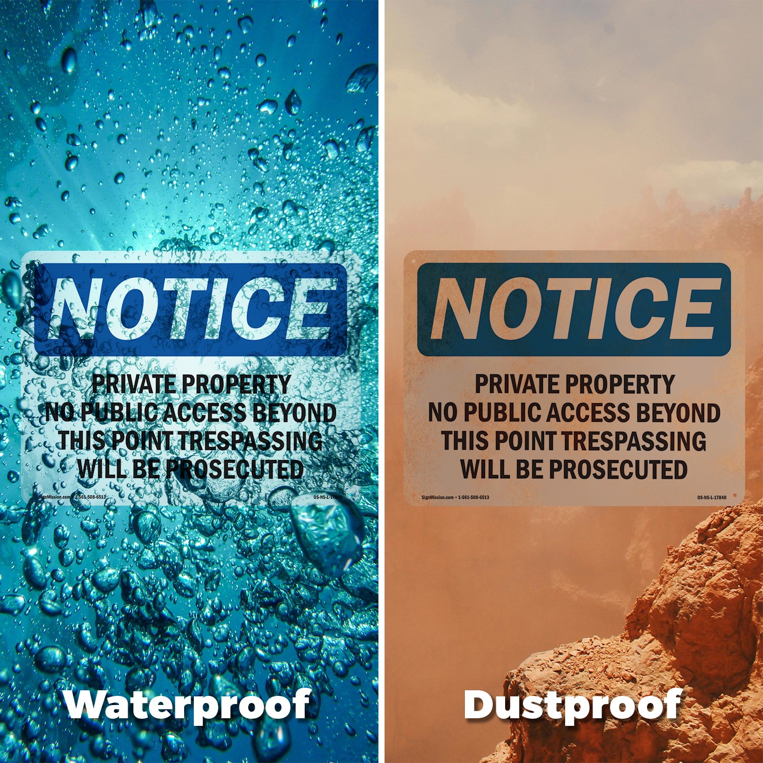 Private Property No Public Access Beyond OSHA Notice Sign, Decal 5 or 10 Pack