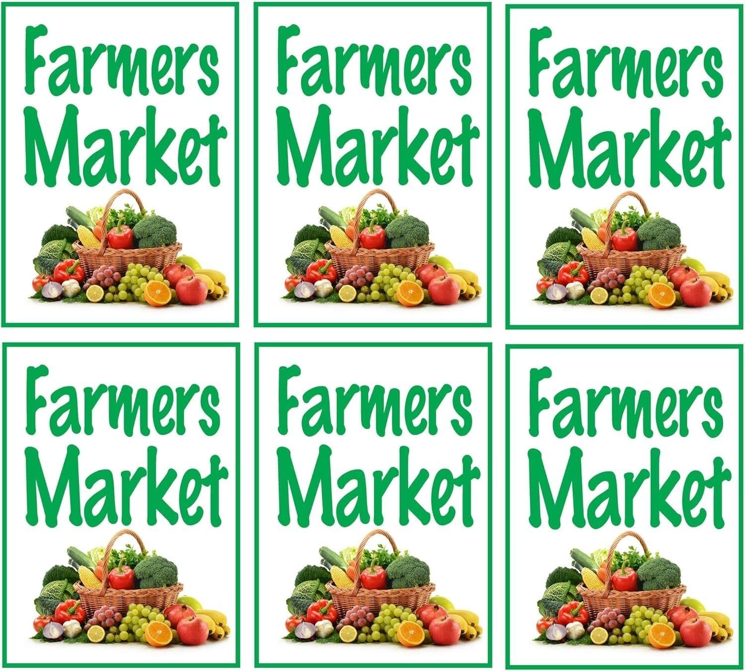 Farmers Market Retail Window Display Paper Signs | Pack of 6 | 18″w x 24″h