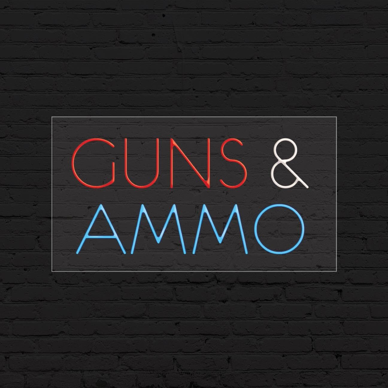 Guns & Ammo Sign for Business Displays | LED Flex Neon | 37″W x 20″H x 1″D