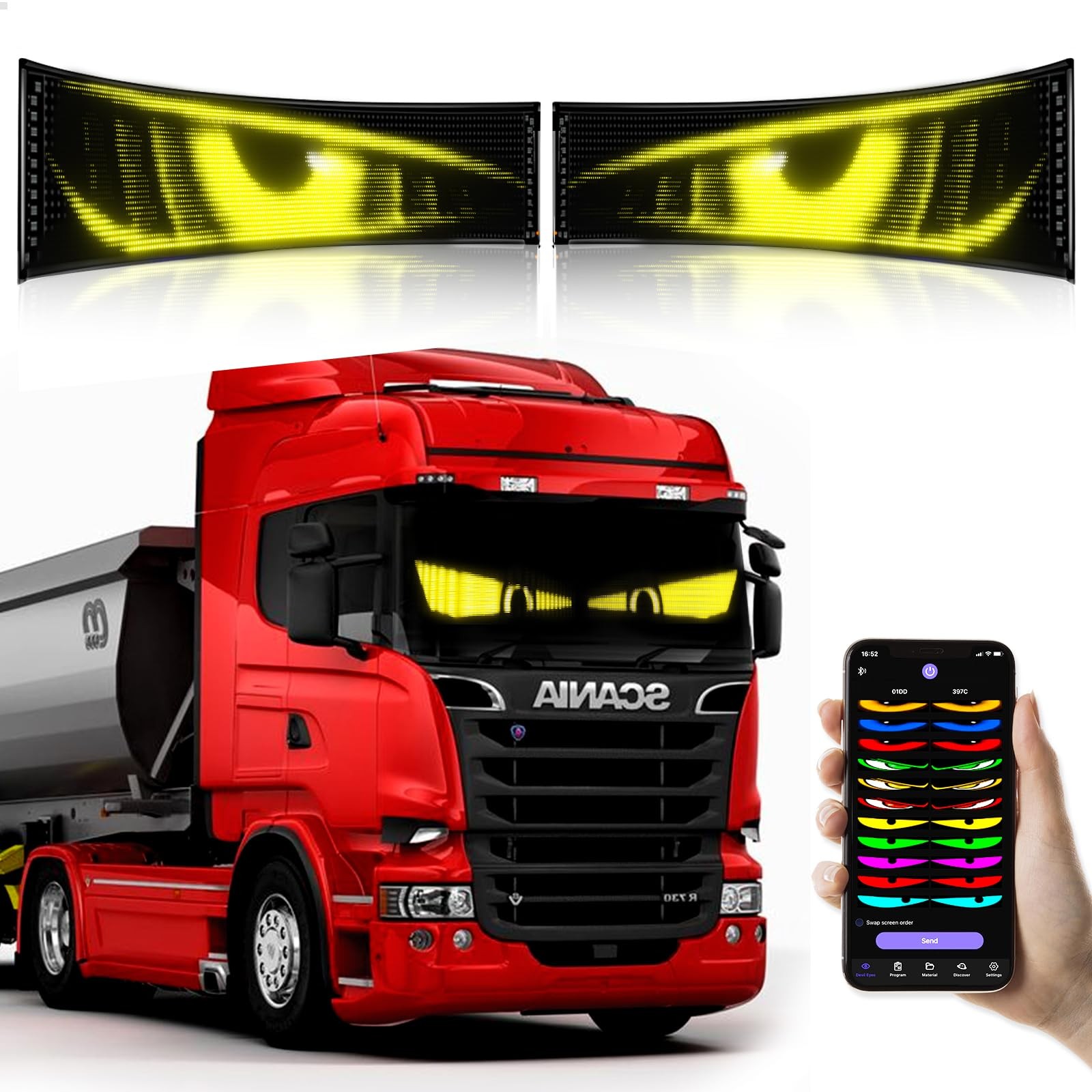 2Pcs LED Eyes for Truck Windshield Programmable
