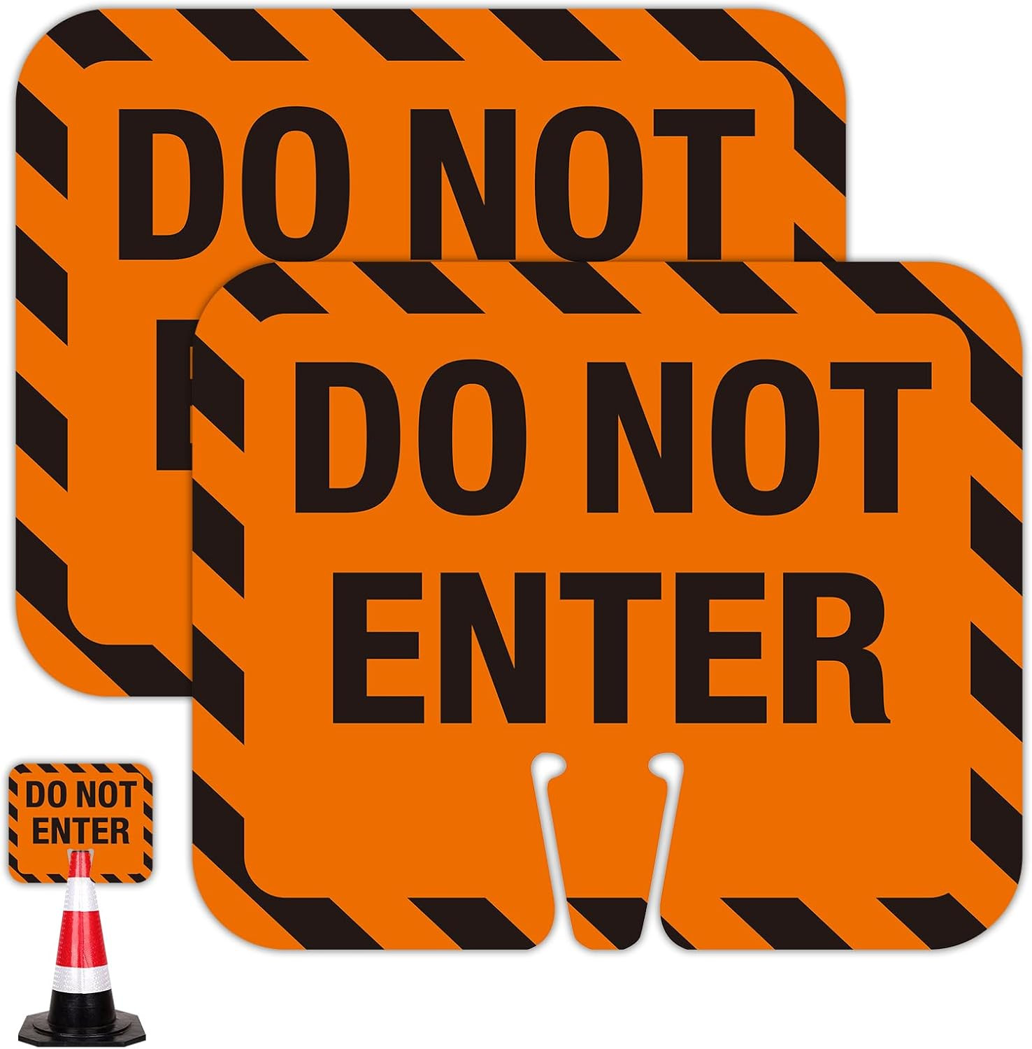 2 Pack Do Not Enter Traffic Cone Signs, 12.6″x10.4″ Do Not Enter Warning Sign fo