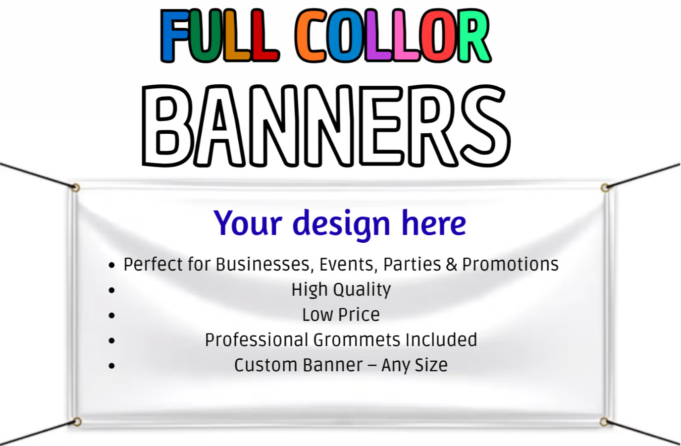 Custom Vinyl Banner Sign | Any Size, Full Color | Durable 13oz | Fast Shipping