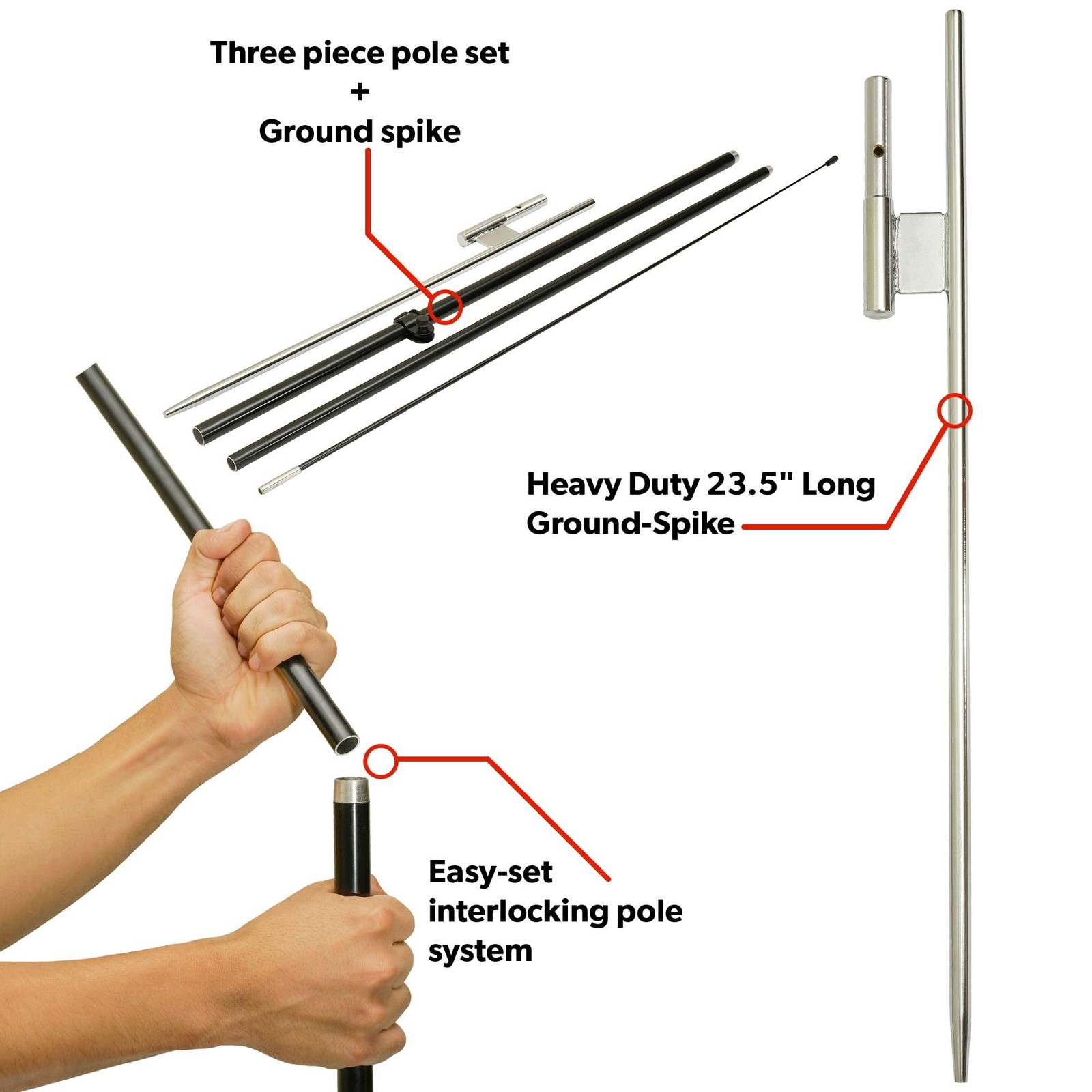 Lookourway Feather Flag Pole Kit – 7 Feet Tall Advertising Banner Fiberglass