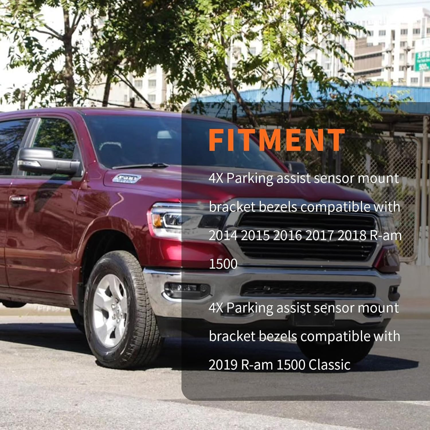 4X Parking Assist Sensor Mount Bracket Bezels Compatible with 2014-2018 R-Am 150