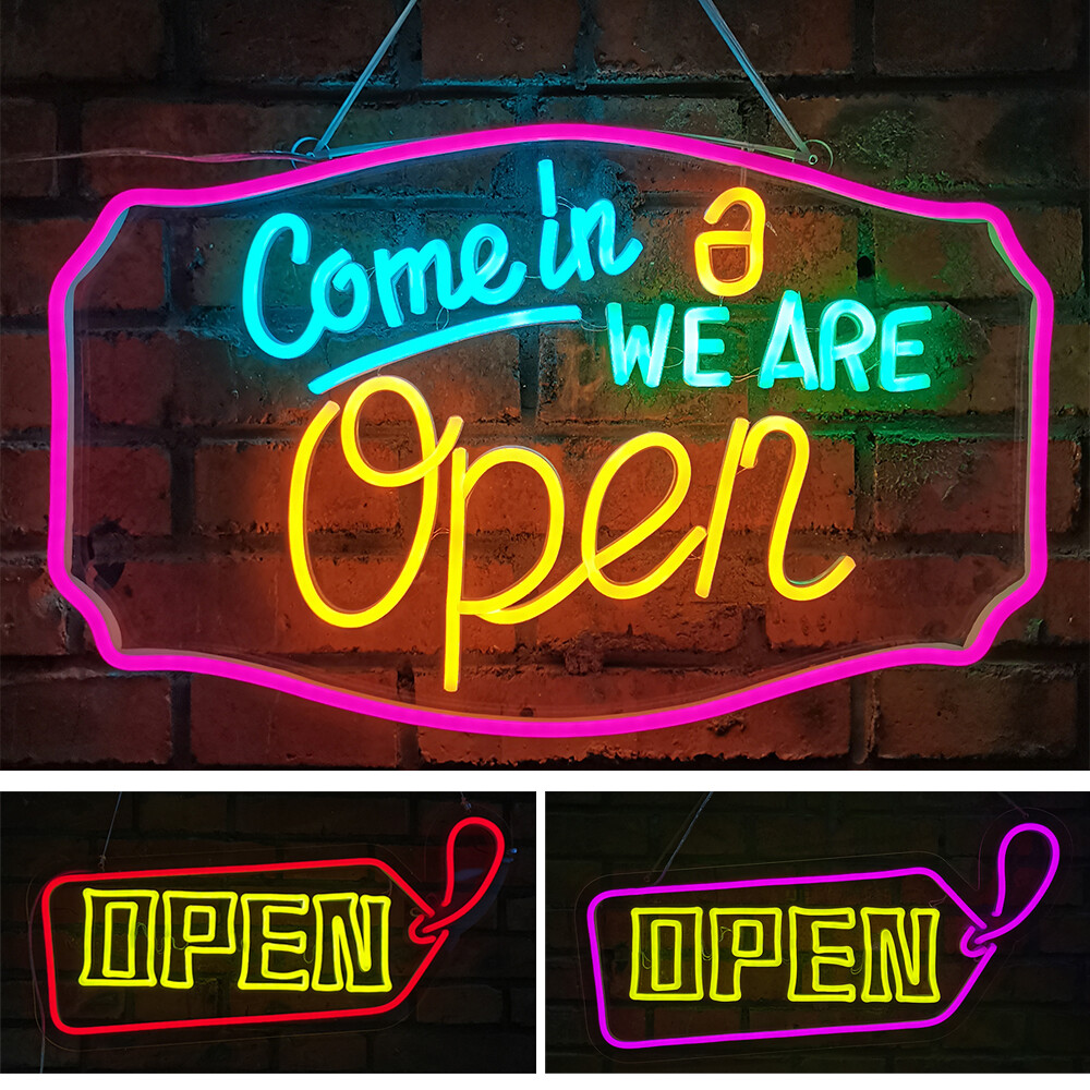USA Open Business Sign Ultra Bright LED Silicone Light Strip On/Off Switch Neon