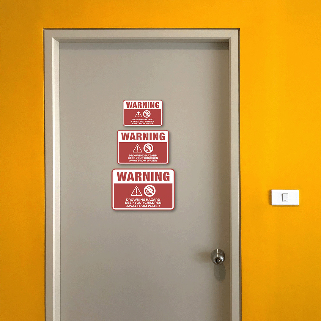 Classic Framed Plus Warning Drowning Hazard Keep Your Children Away From Water