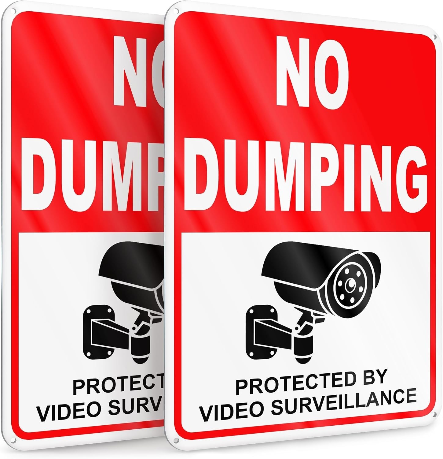 2 PC No Dumping Signs, Reflective 7 x 10 Aluminum No Littering Signs with Video