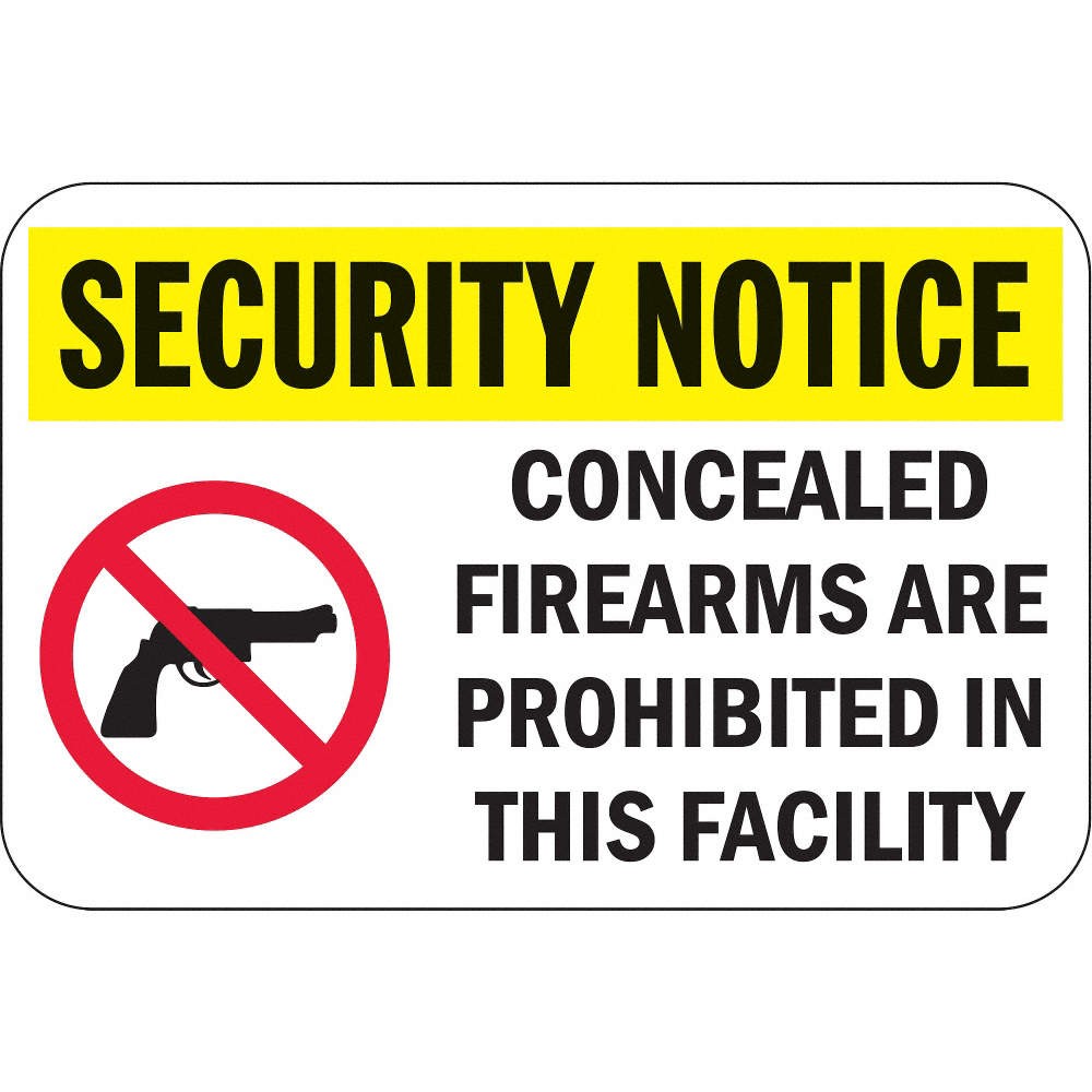 LYLE SEC-042-18HA Rflct Weapon Securty Notice Sign,12x18in 6DUV9