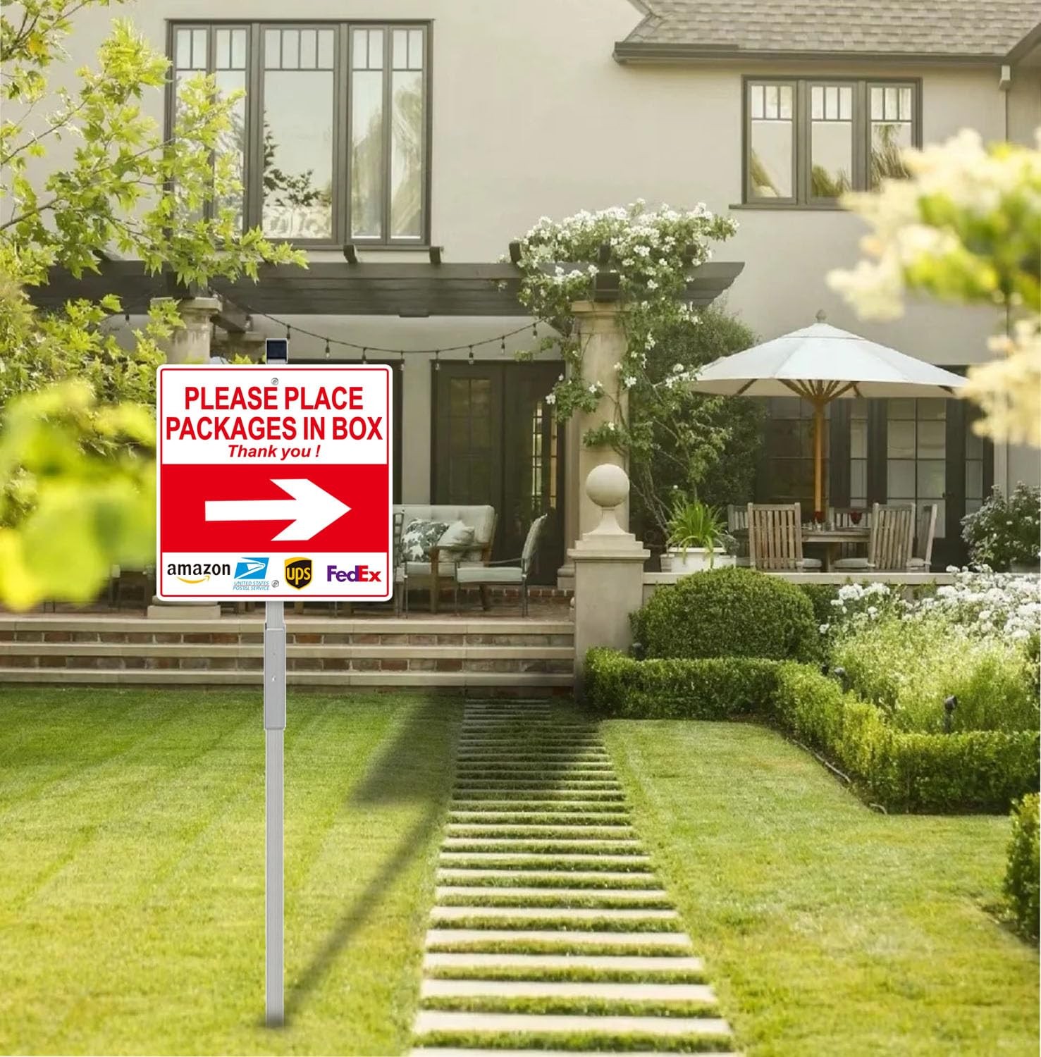 （1 Pack）Package Delivery Sign with 28 Inch Aluminum alloy Post Stakes, Two Ad…