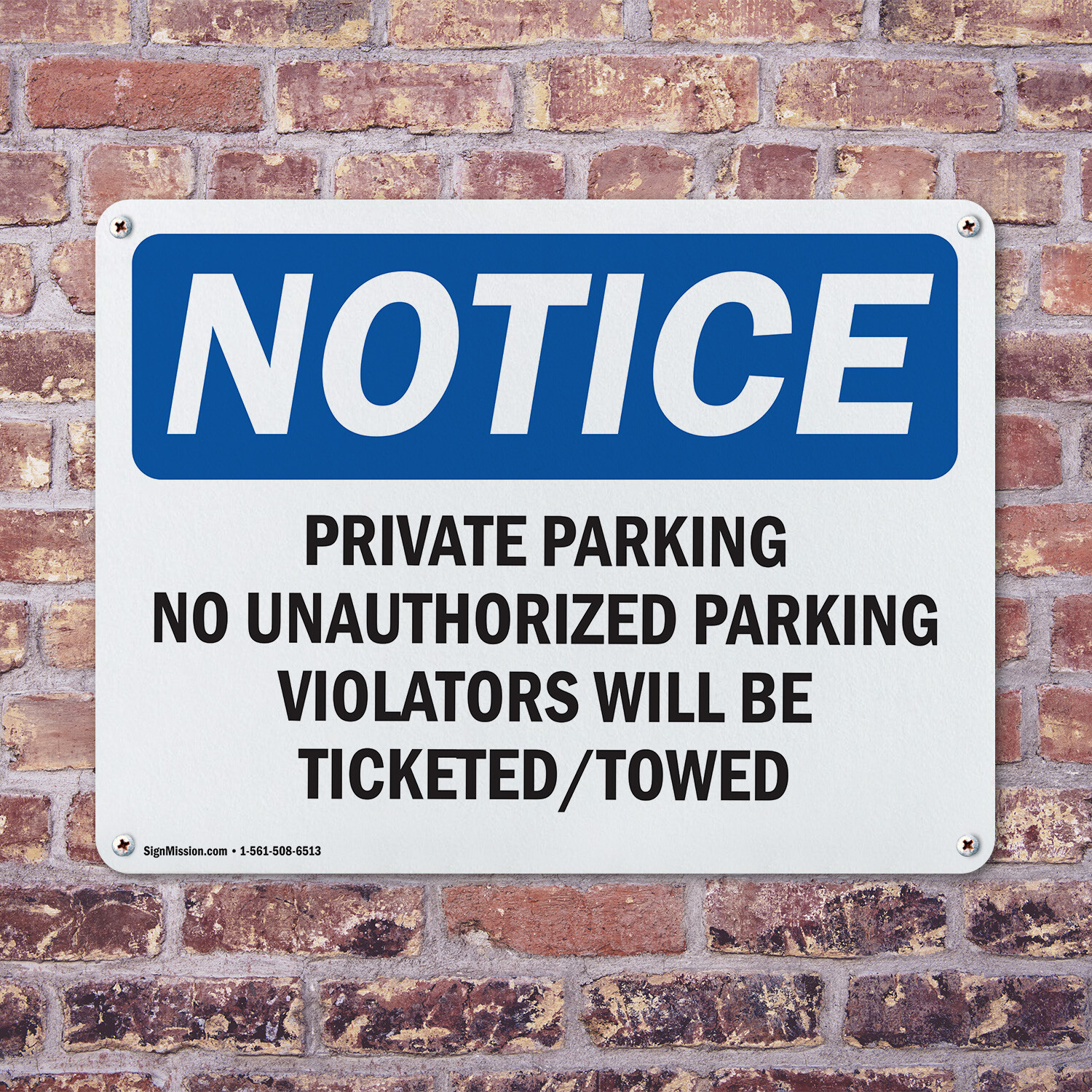 (2 Pack) Private Parking No Unauthorized Parking OSHA Notice Sign Decal Metal