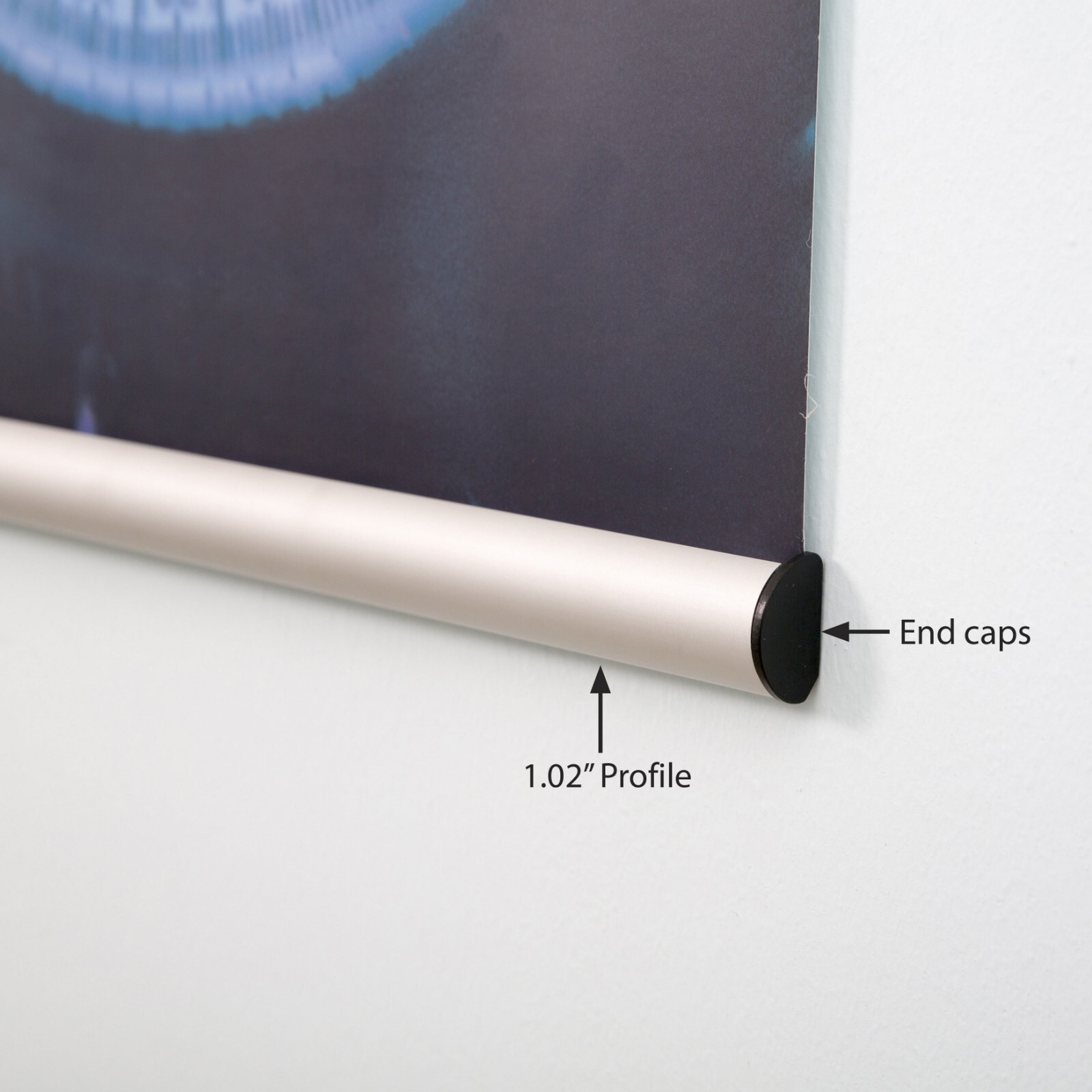 Poster Snap Hanger Set 48 inch Wall Mounting Silver 1.02″ Aluminum Profile