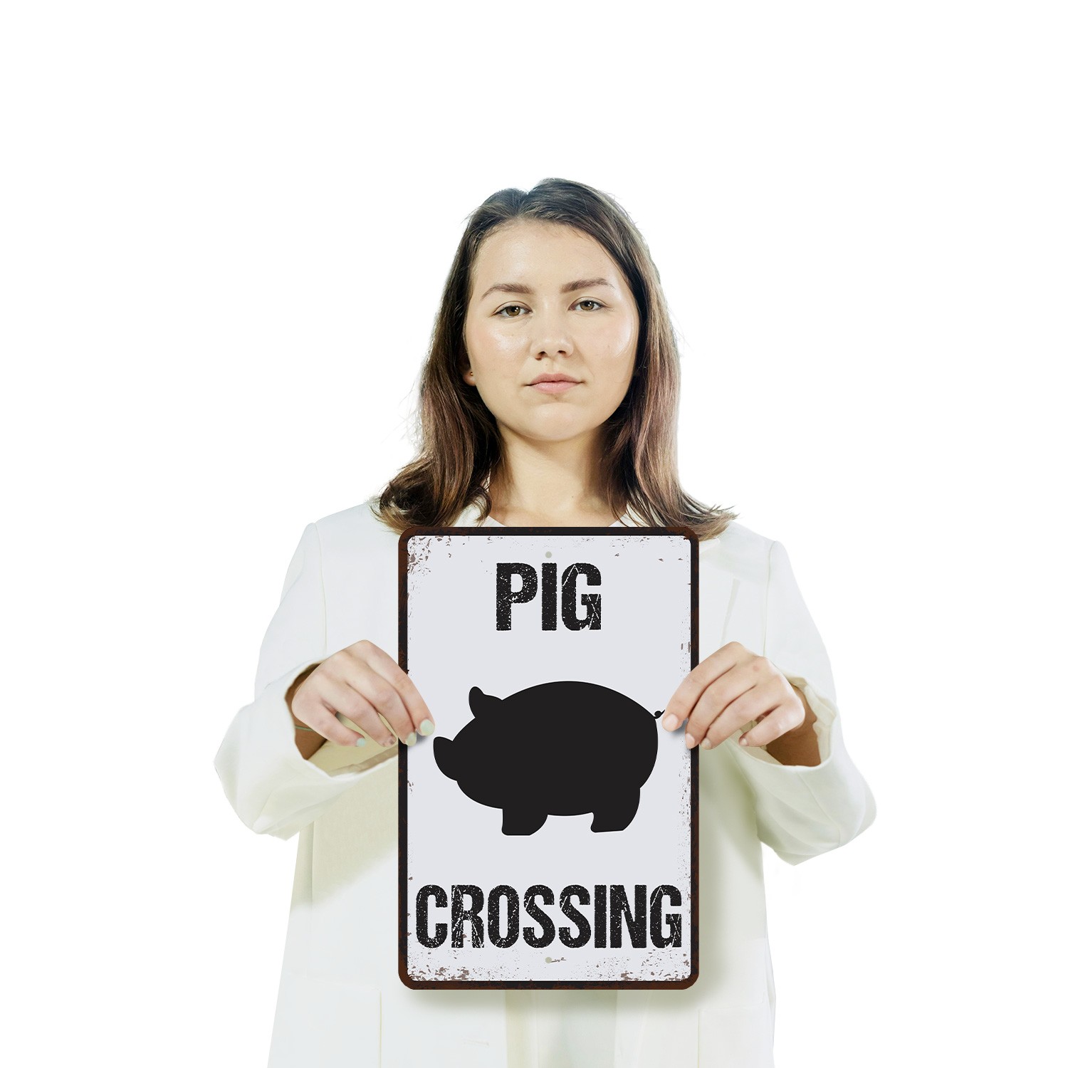 Pig Crossing Distressed Swine Hog Farm Sign Oink And Yield Perfect for Barn
