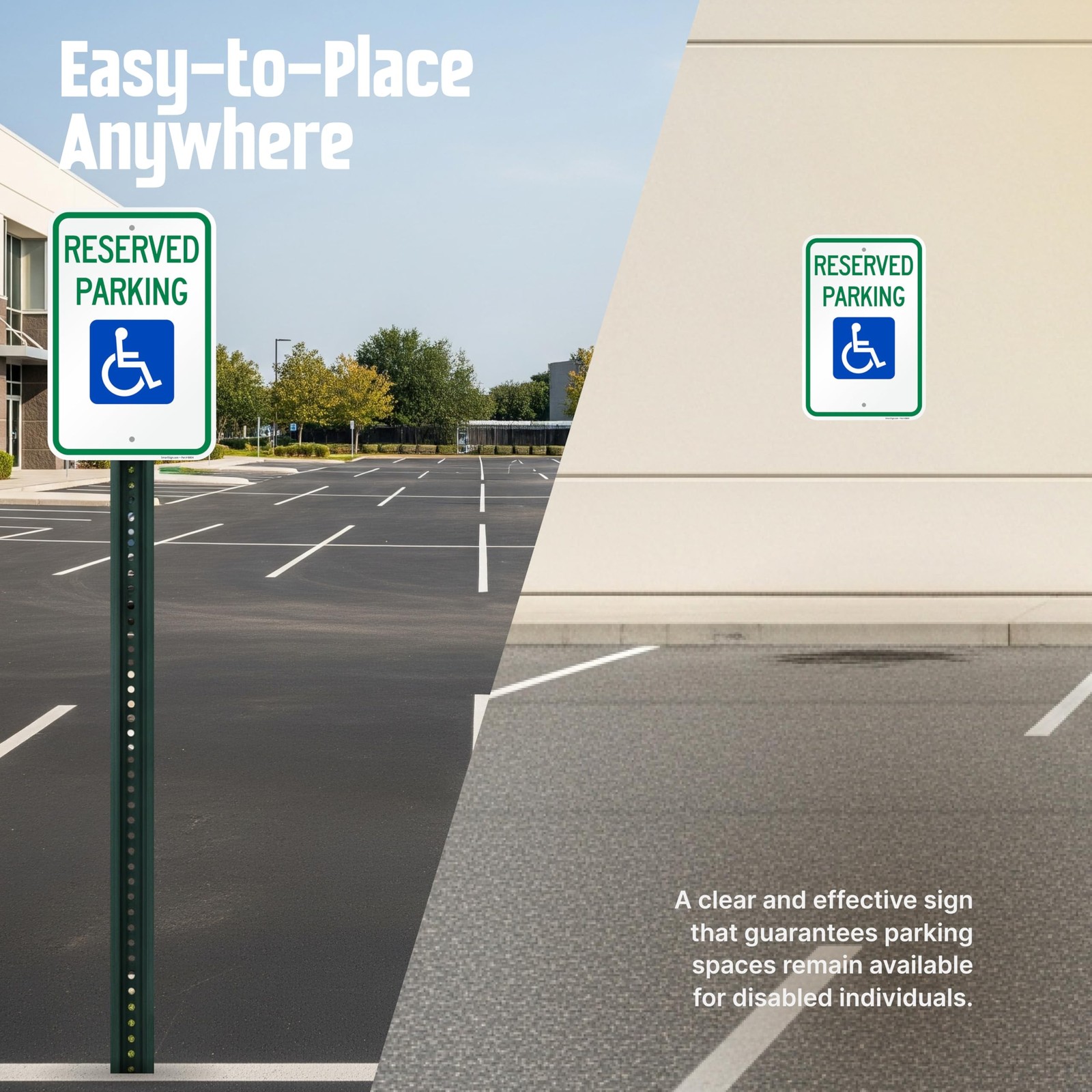 Basics Reserved Parking Federal Handicap Parking Sign | 12″ x 18″ Engineer Gr…