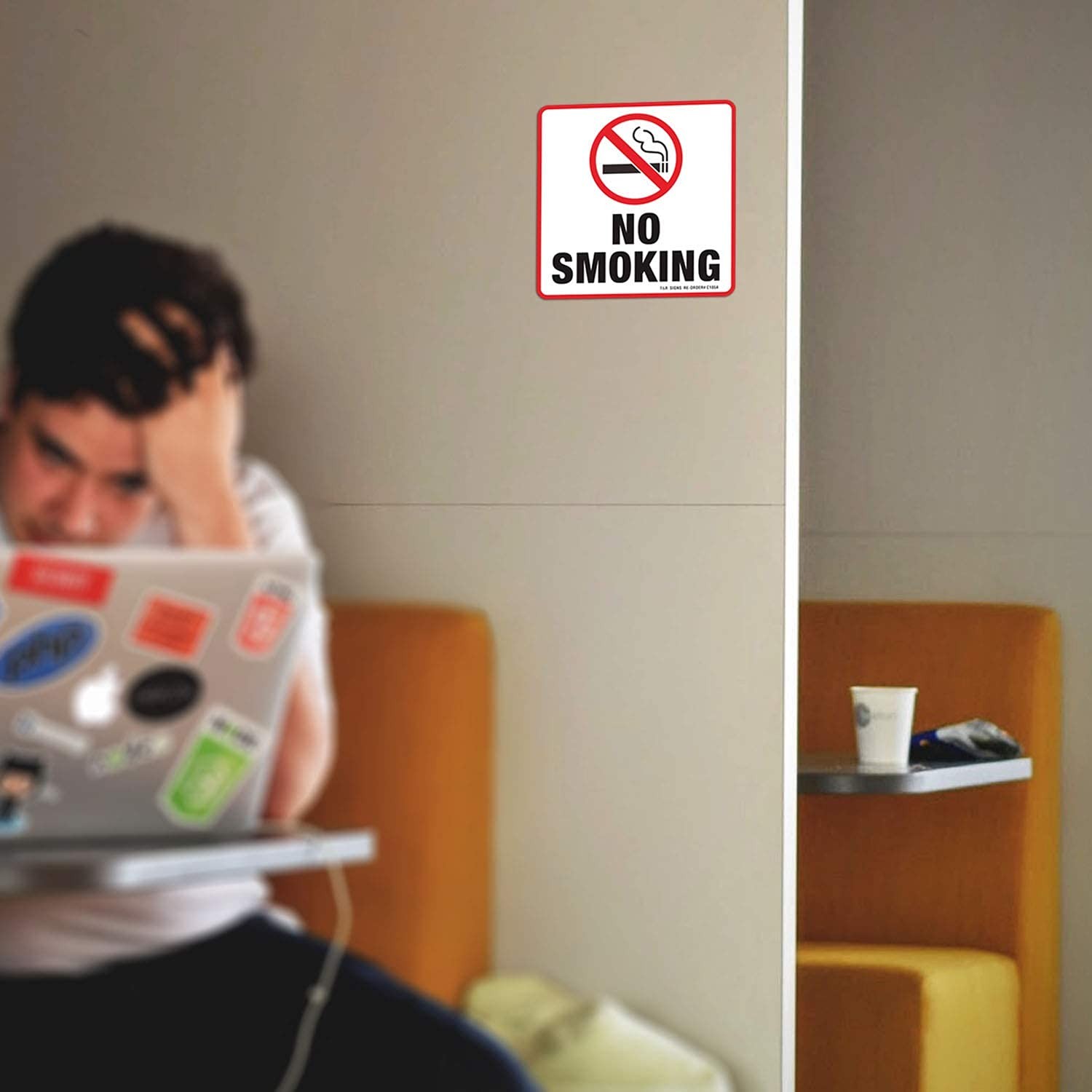 No Smoking Sign Stickers 6 Pack 6 x 6 Inches 4 Mil Vinyl Laminated for Ult…