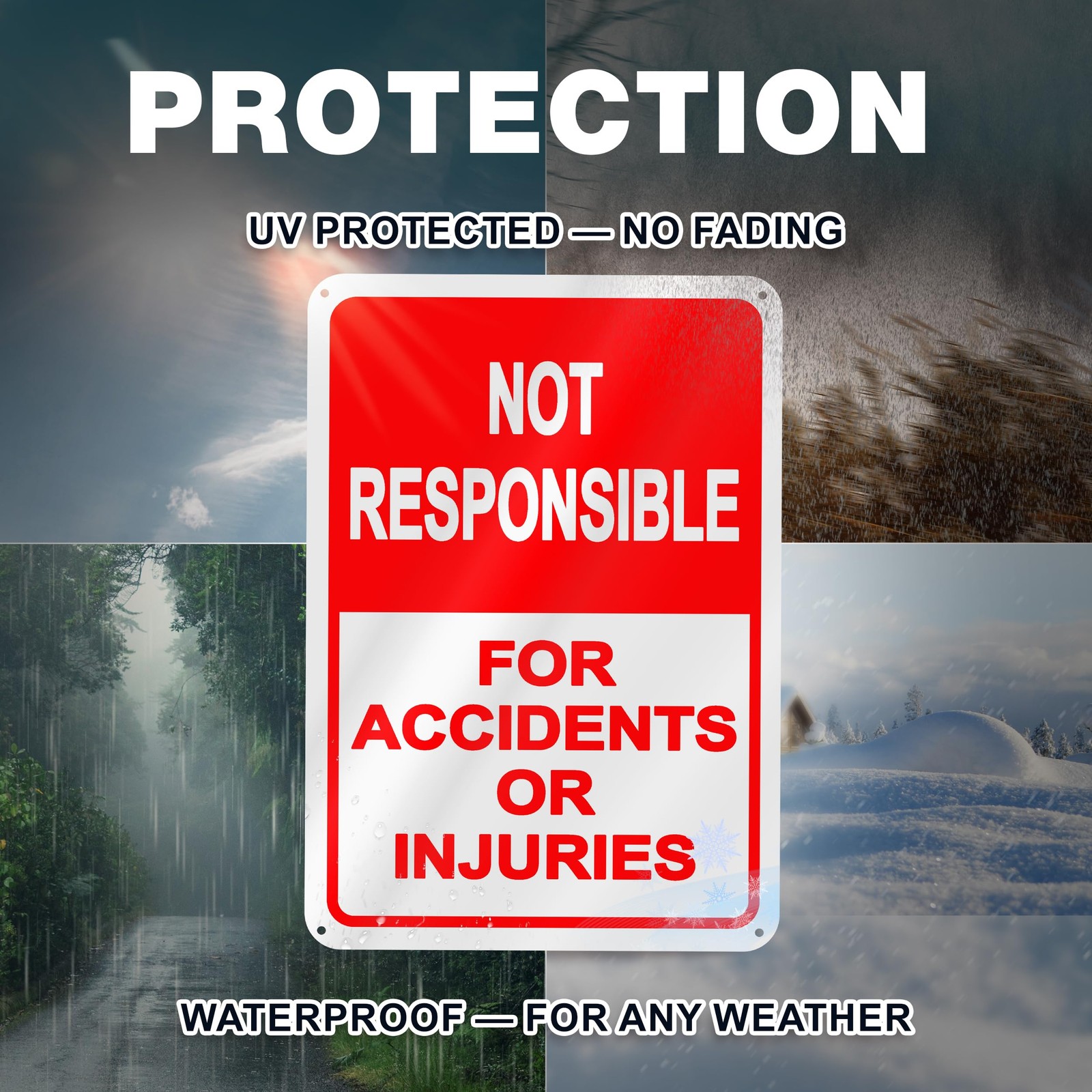 2 PCS Not Responsible For Accidents Injuries Reflective Aluminum Sign 7×10 In