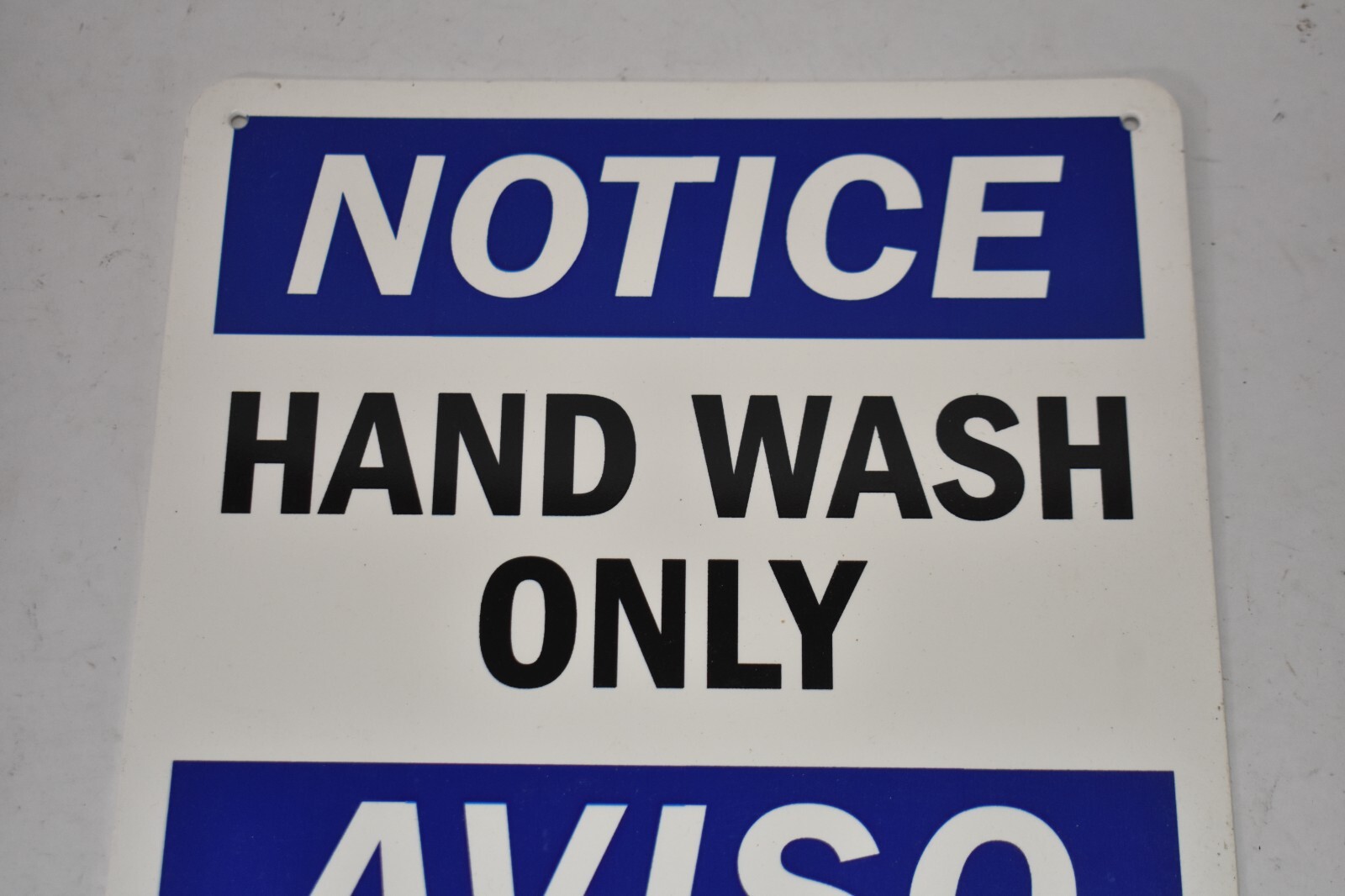 Lot of 7 SmartSign Plastic Hand Wash ONly Signs Bilingual 14″ x 10″ Blue/White