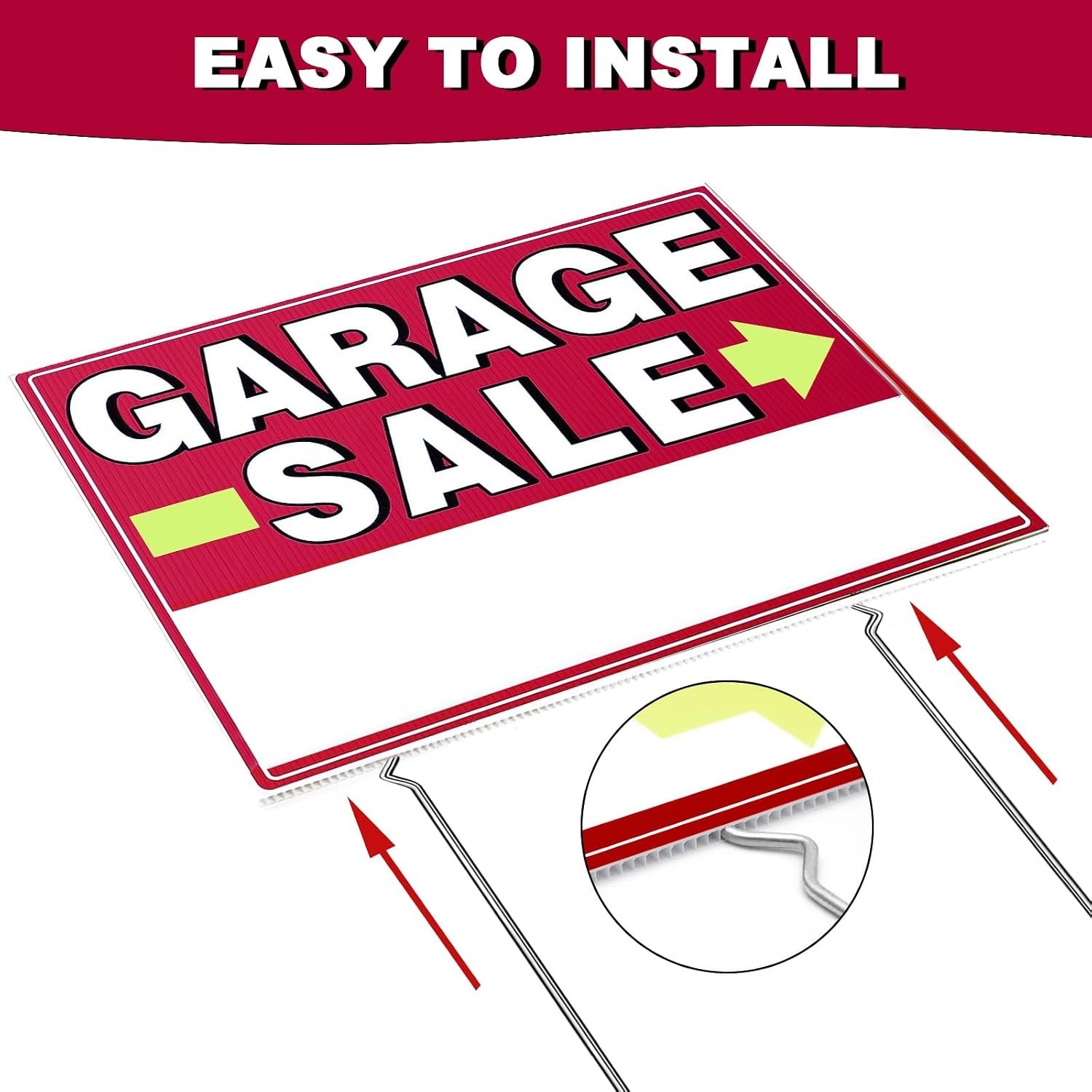 Garage Sale Signs, 17″ X 13″, 6 Pcs Double Side Garage Sale Sign With Stakes
