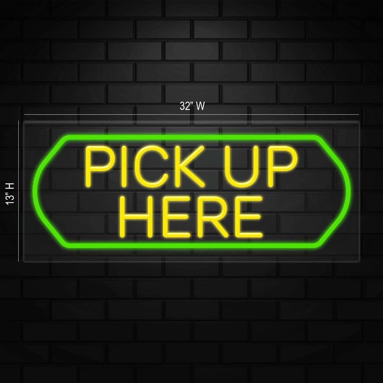 Pick-Up Here Sign for Business Displays | LED Flex Neon | 32″W x 13″H x 1″D