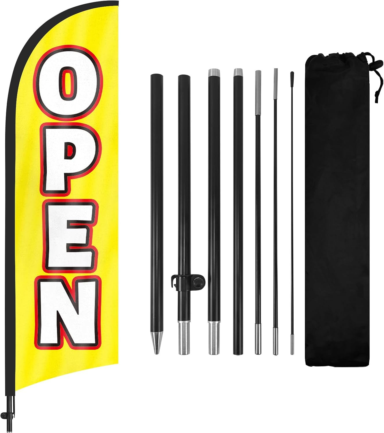 Open Feather Flag with Pole and Ground Stake, 8FT Swooper Advertising Banner Sig