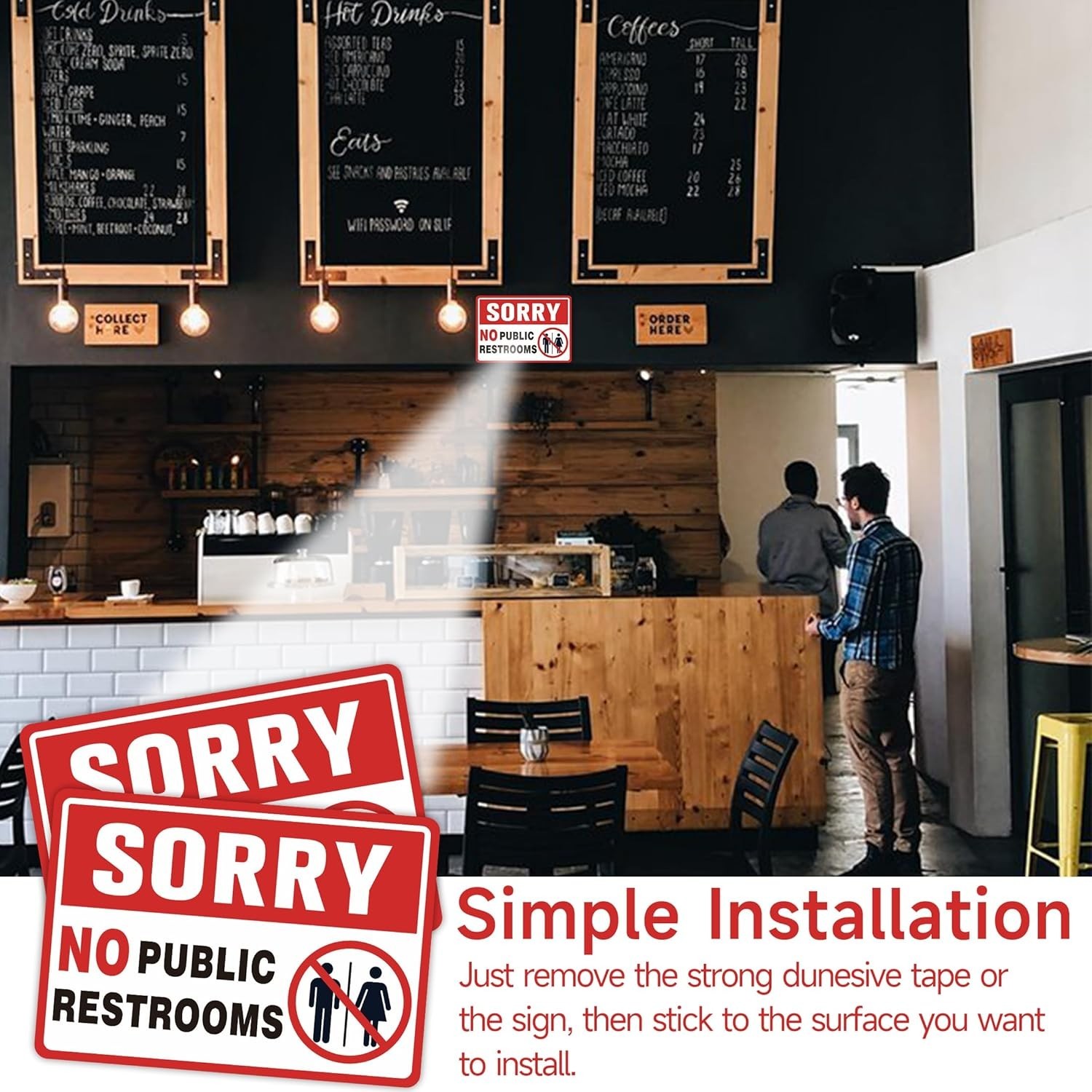 2PCS No Public Restroom Signs – Weatherproof Vinyl for Office and Business Use