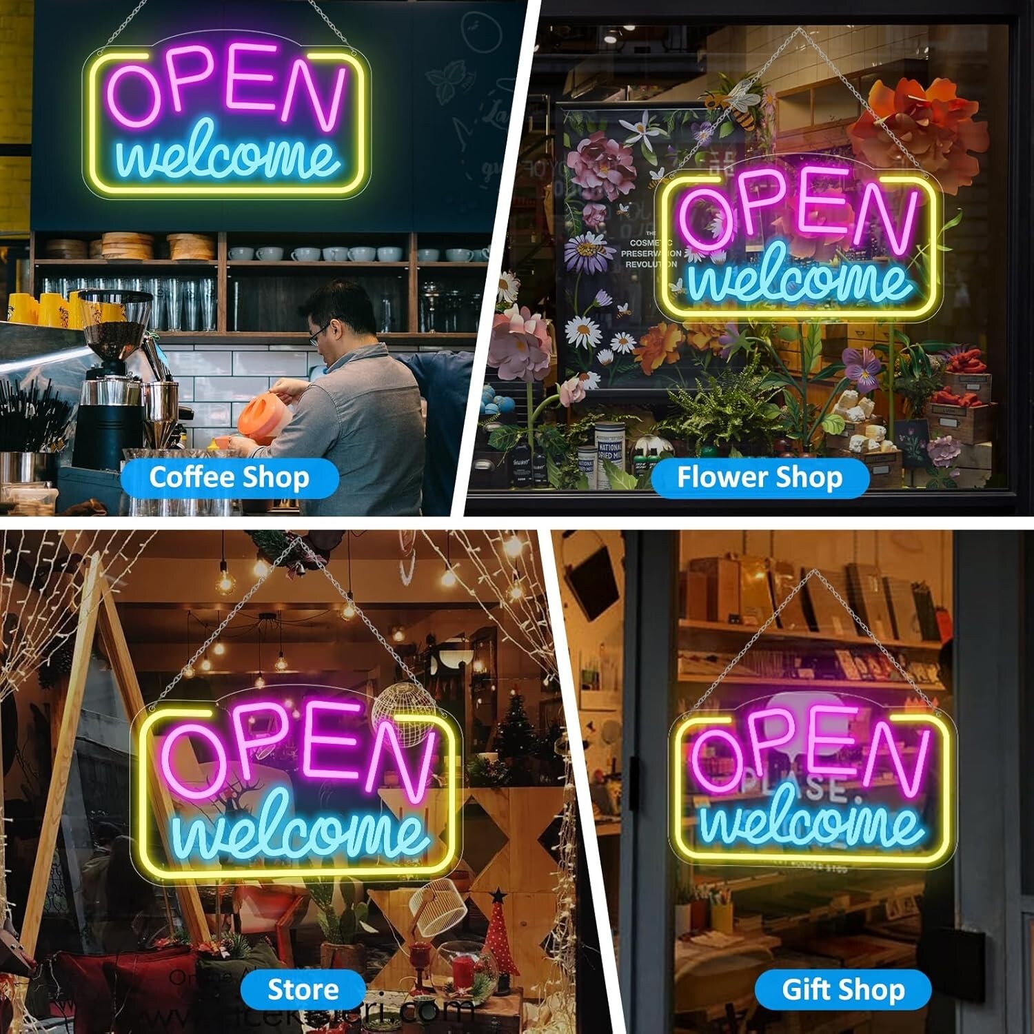 “Open Signs for Business, 16″”X 9″” Bright LED Neon Open Sign Powered by USB wit