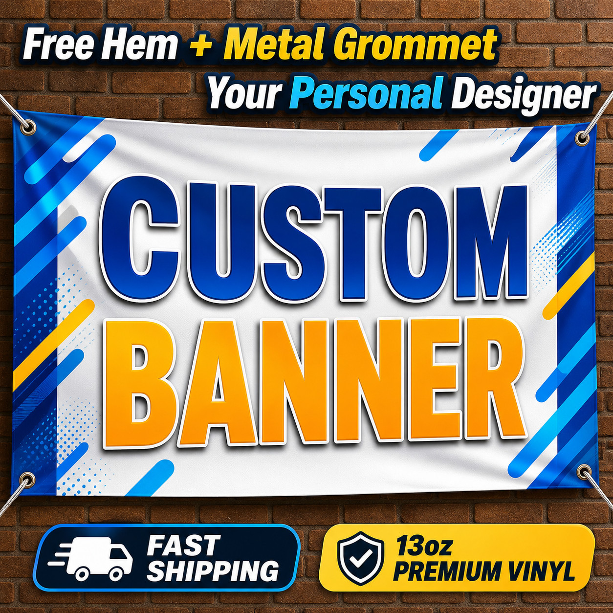 Custom Vinyl Banner Outdoor Waterproof UV Resistant 13oz Heavy Duty Fast Ship