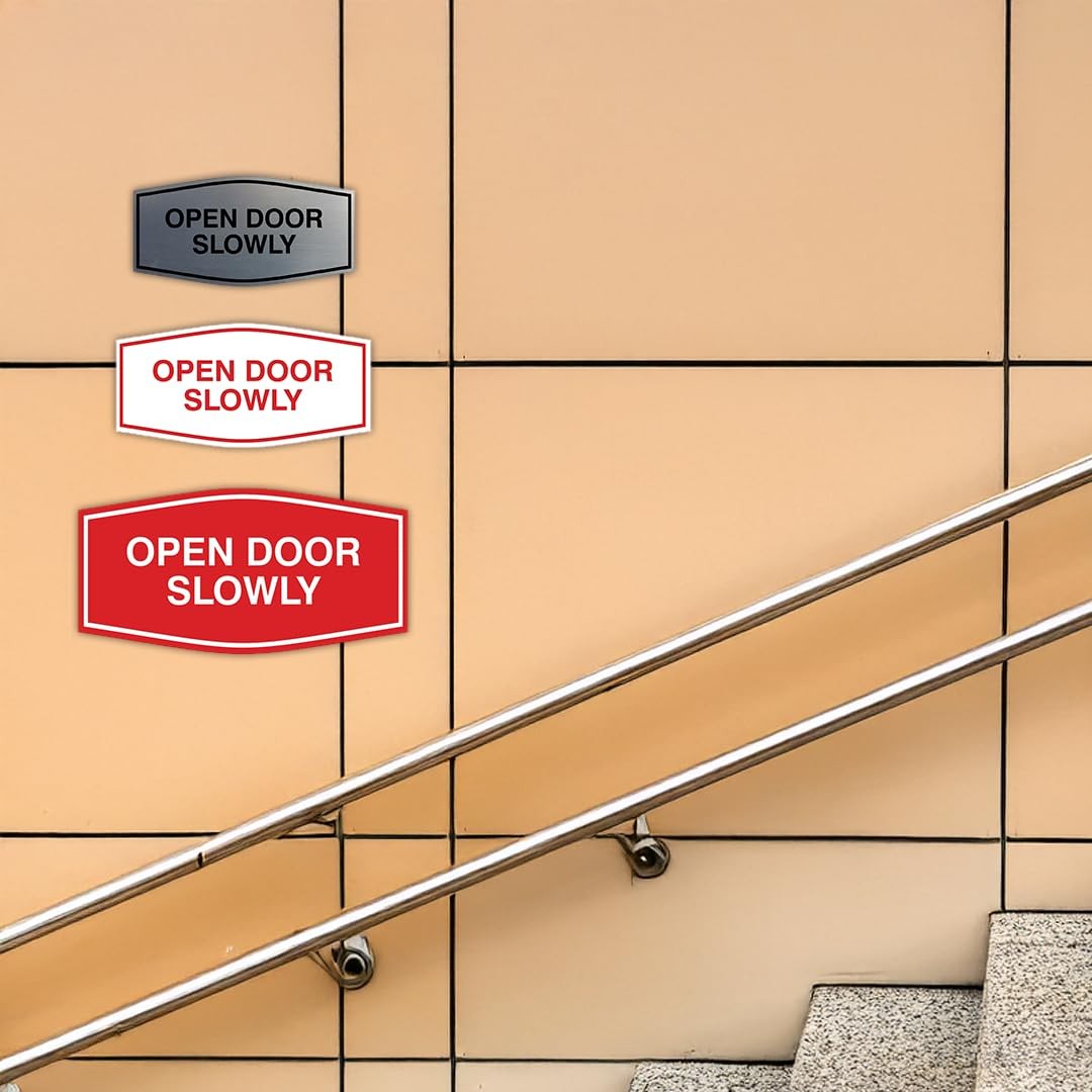 Fancy Open Door Slowly Sign Black Gold Small Safety Door Signage