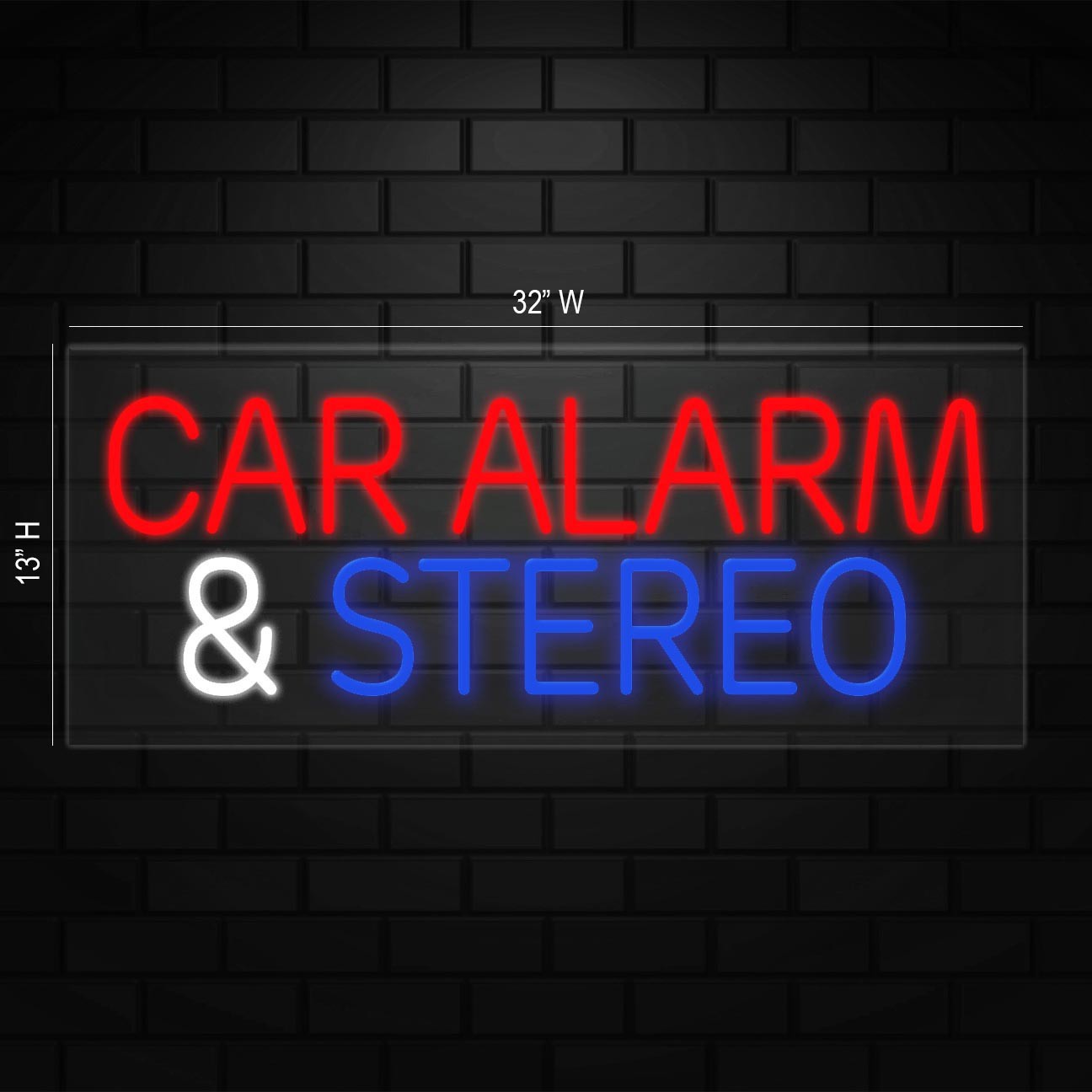 Car Alarm & Stereo Sign for Business Display | LED Flex Neon | 32″W x 13″H x 1″D