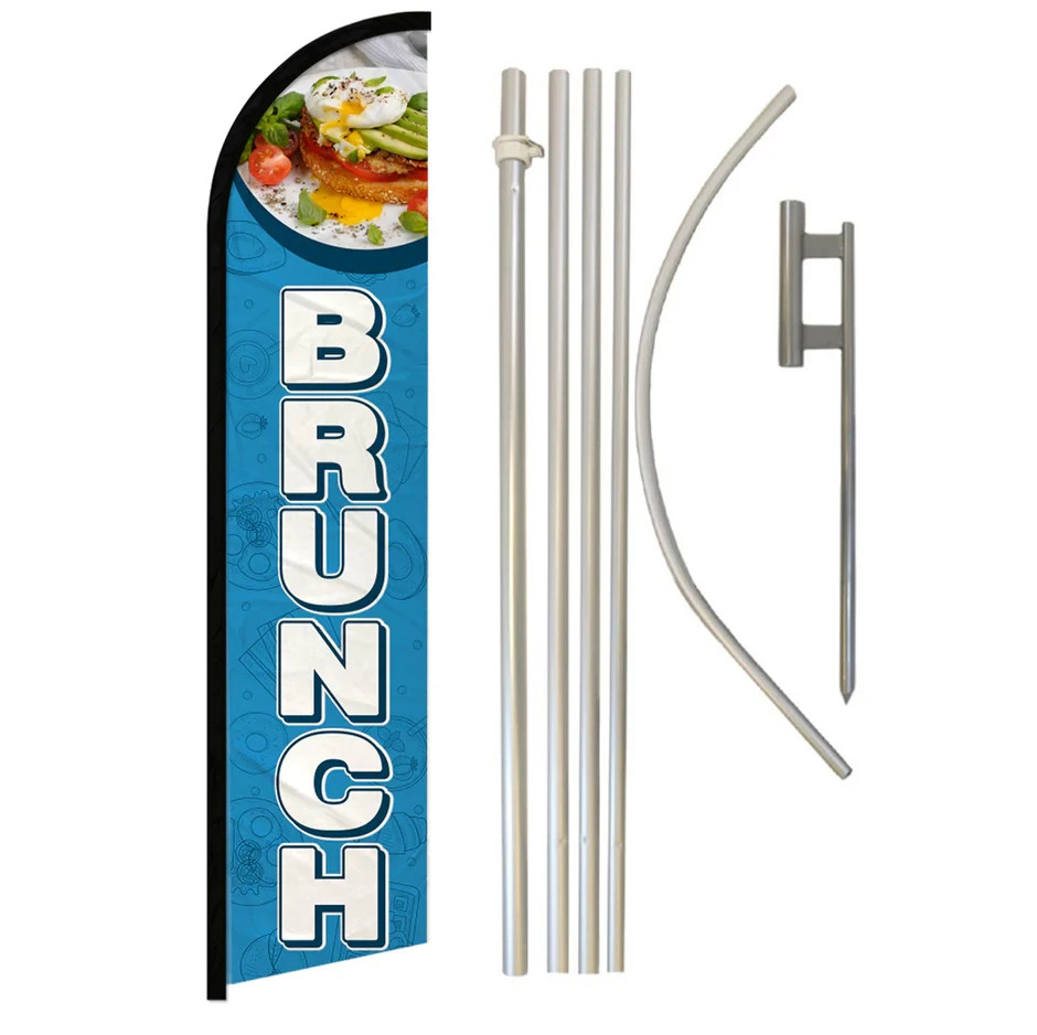 Brunch Windless Banner Swooper Advertising Flag Kit Breakfast Food Concession