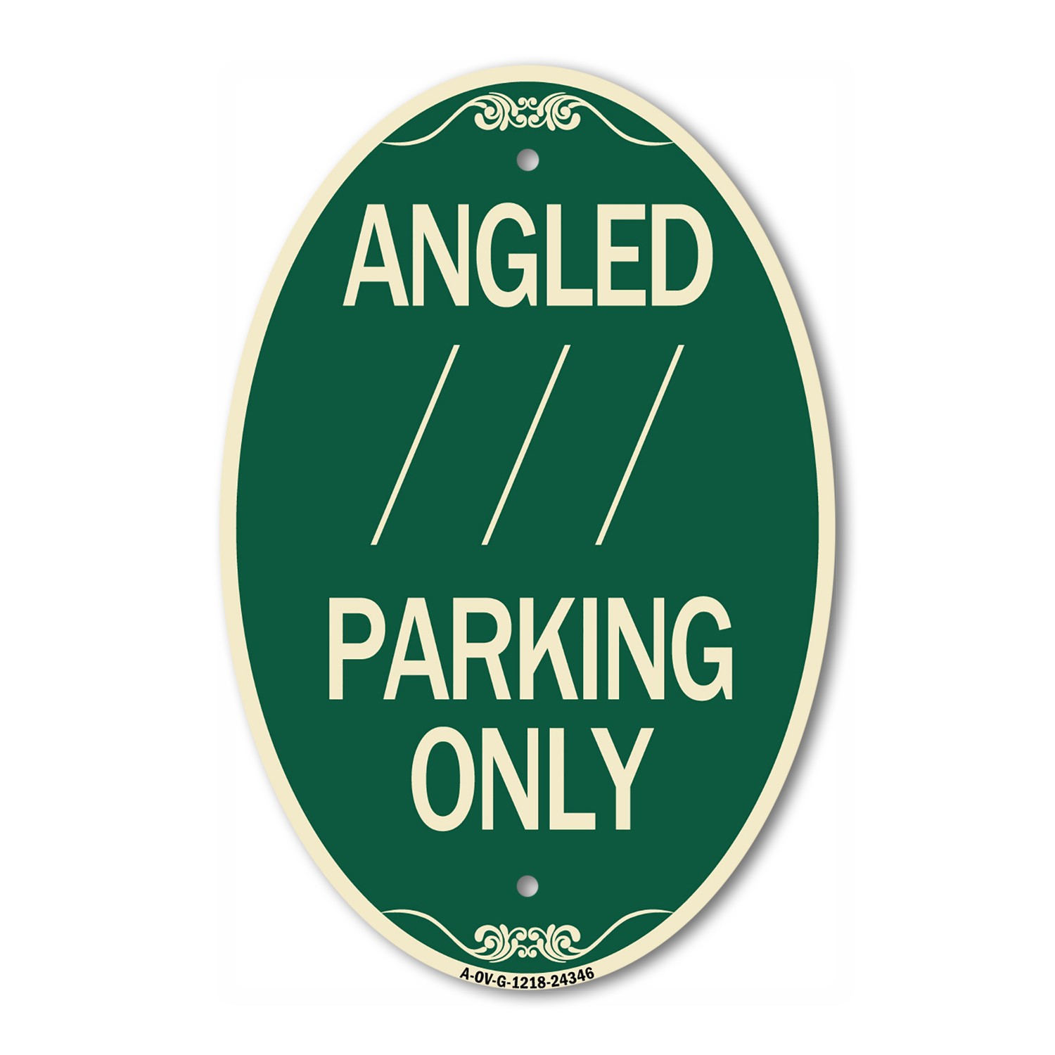 Angle Parking Only (With Bidirectional Arrow) 1 12″ x 18″ Aluminum Oval Sign