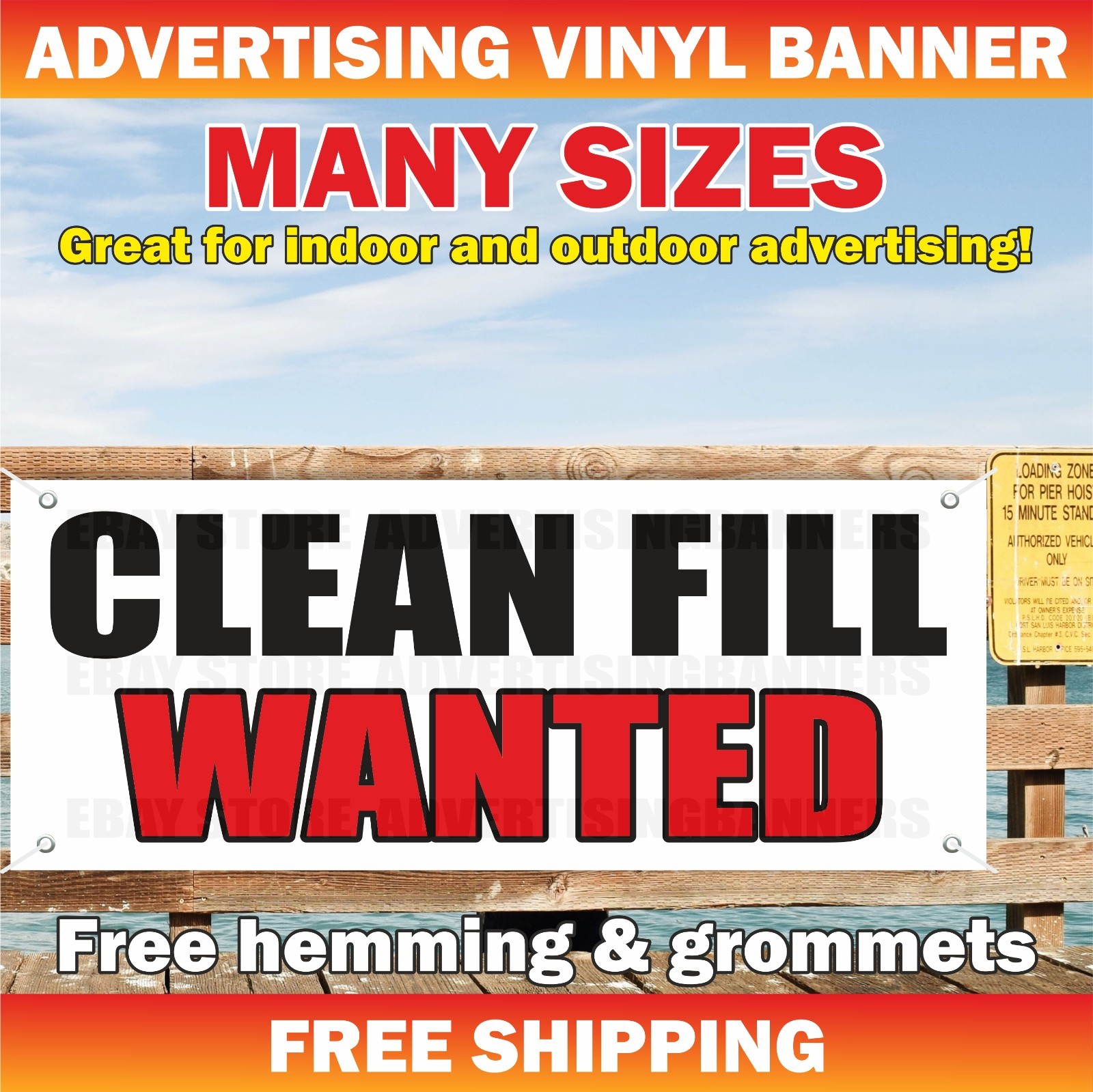 CLEAN FILL WANTED Advertising Banner Vinyl Mesh Sign