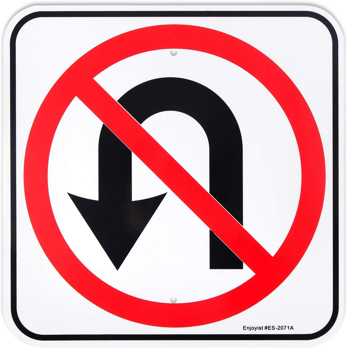 No U-Turn Sign – 12″x12″ Reflective Rust-Free Aluminum, Weatherproof