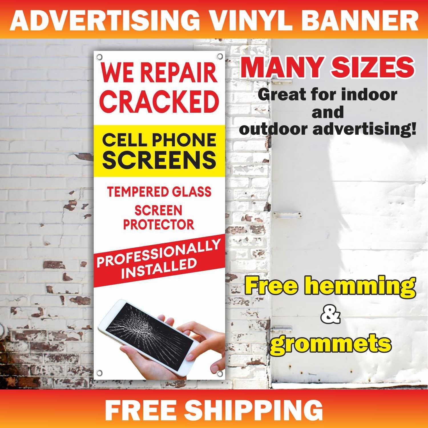 WE REPAIR CRACKED Cell Phones Screens Advertising Banner Vinyl Sign Service Fix