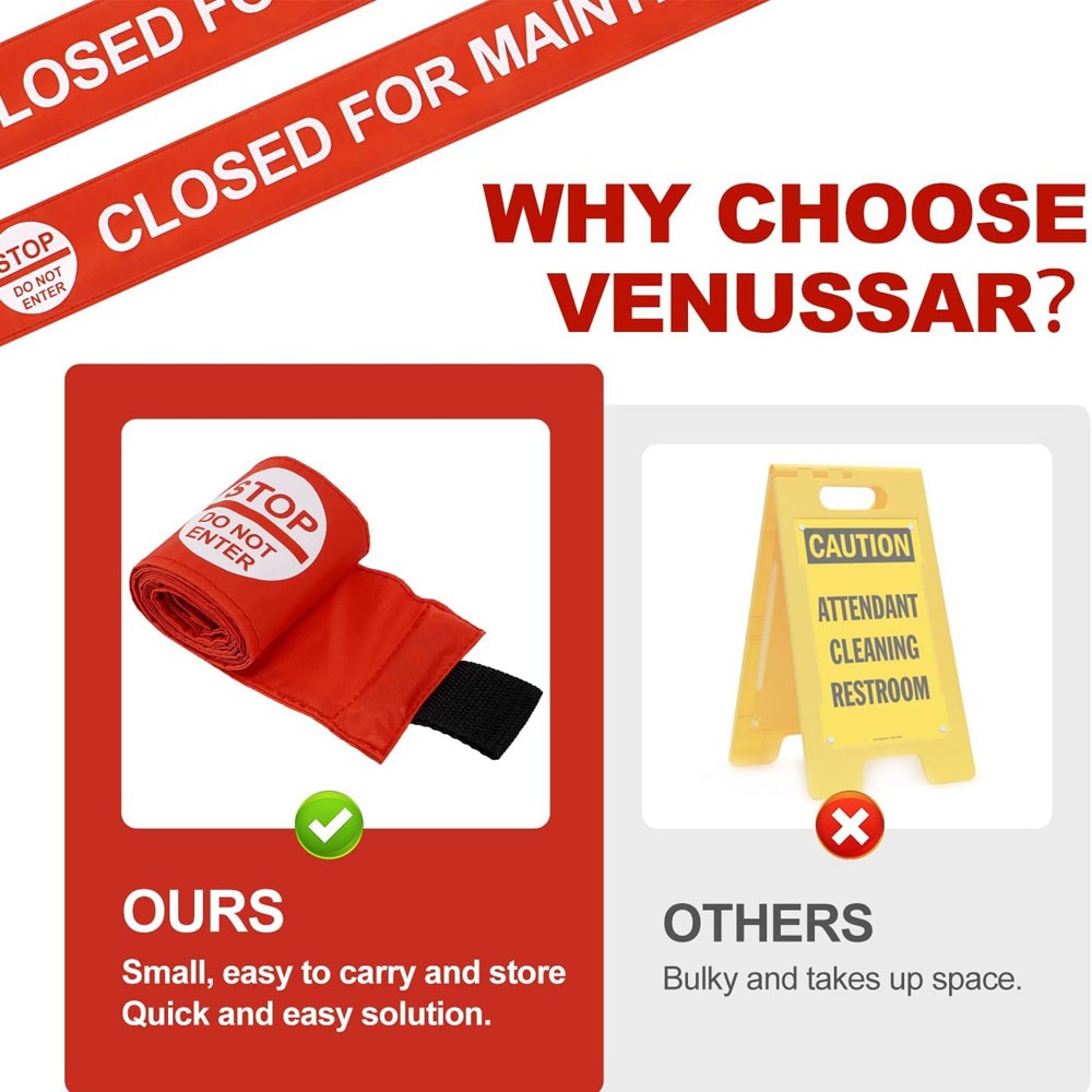 4x Red Closed for Maintenance Sign with Magnetic Ends, Safety Signs for Cleaning