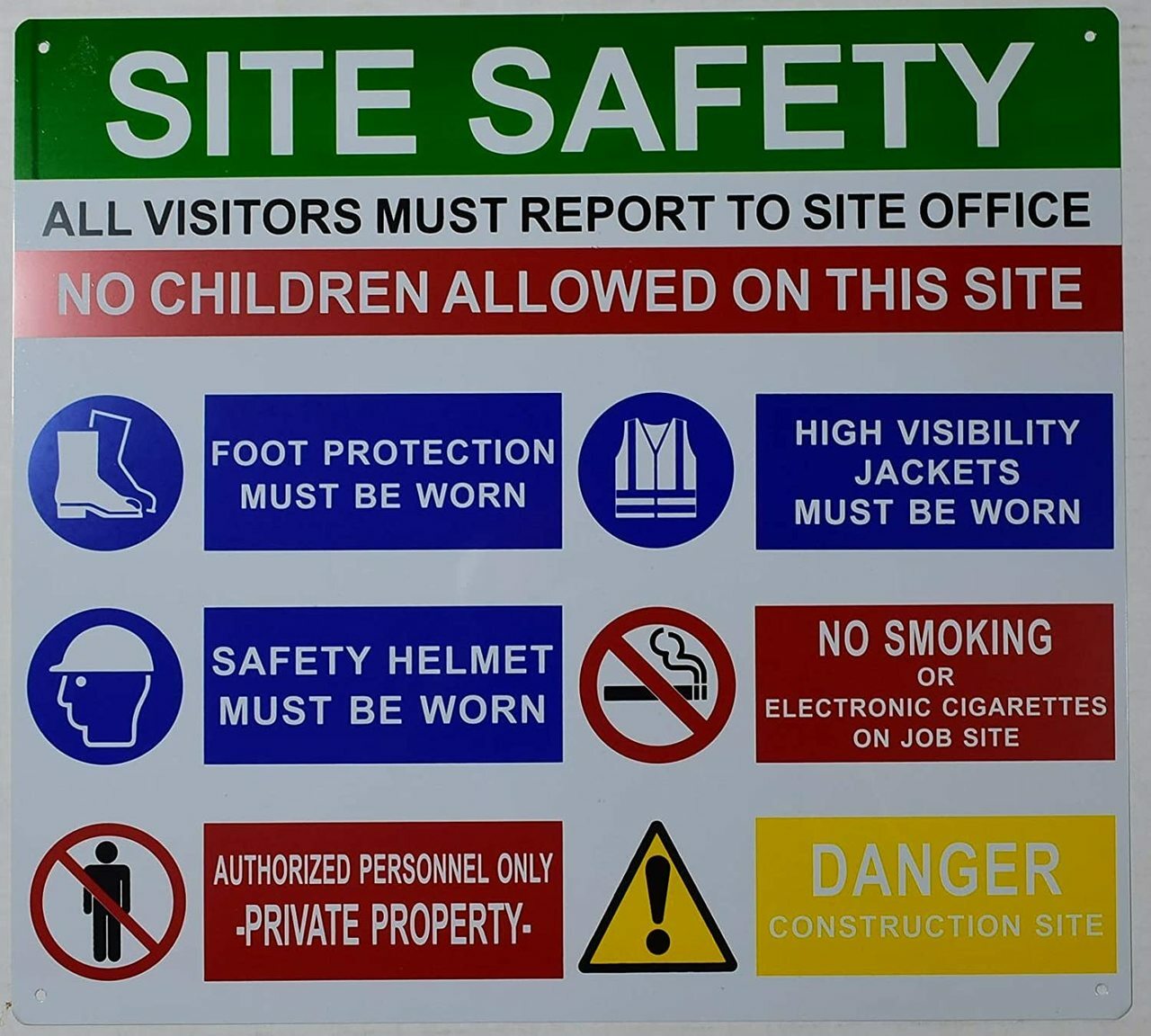 PPE Sign – Site Safety Sign (White,Aluminium 14×15)-REF24-1027