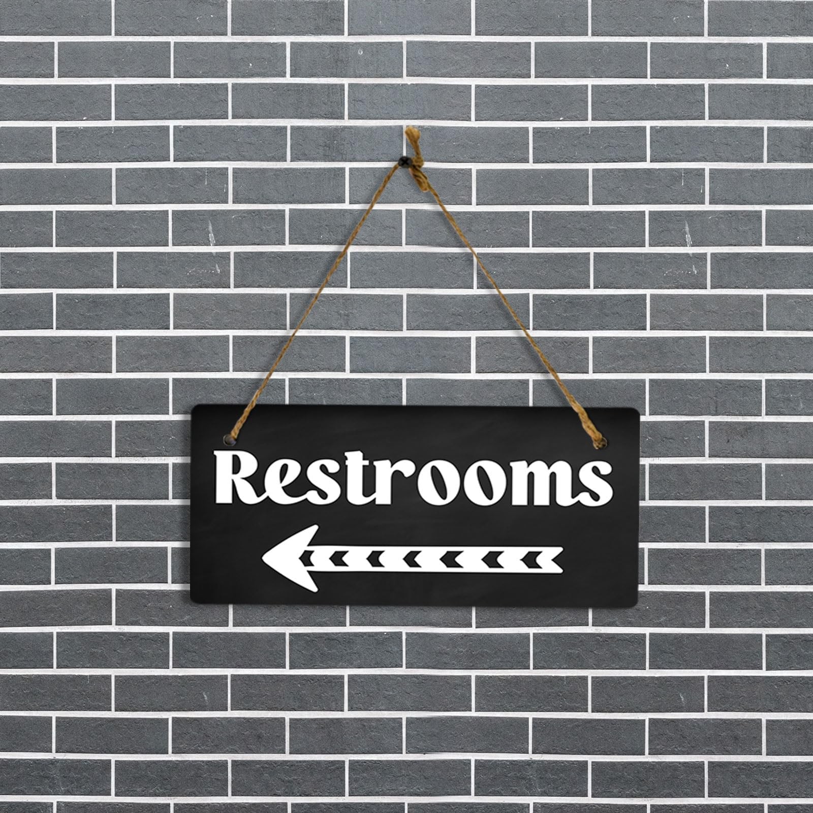 5×10 Inch Restrooms Left Arrow Hanging Wall Door Sign Bathroom Decor