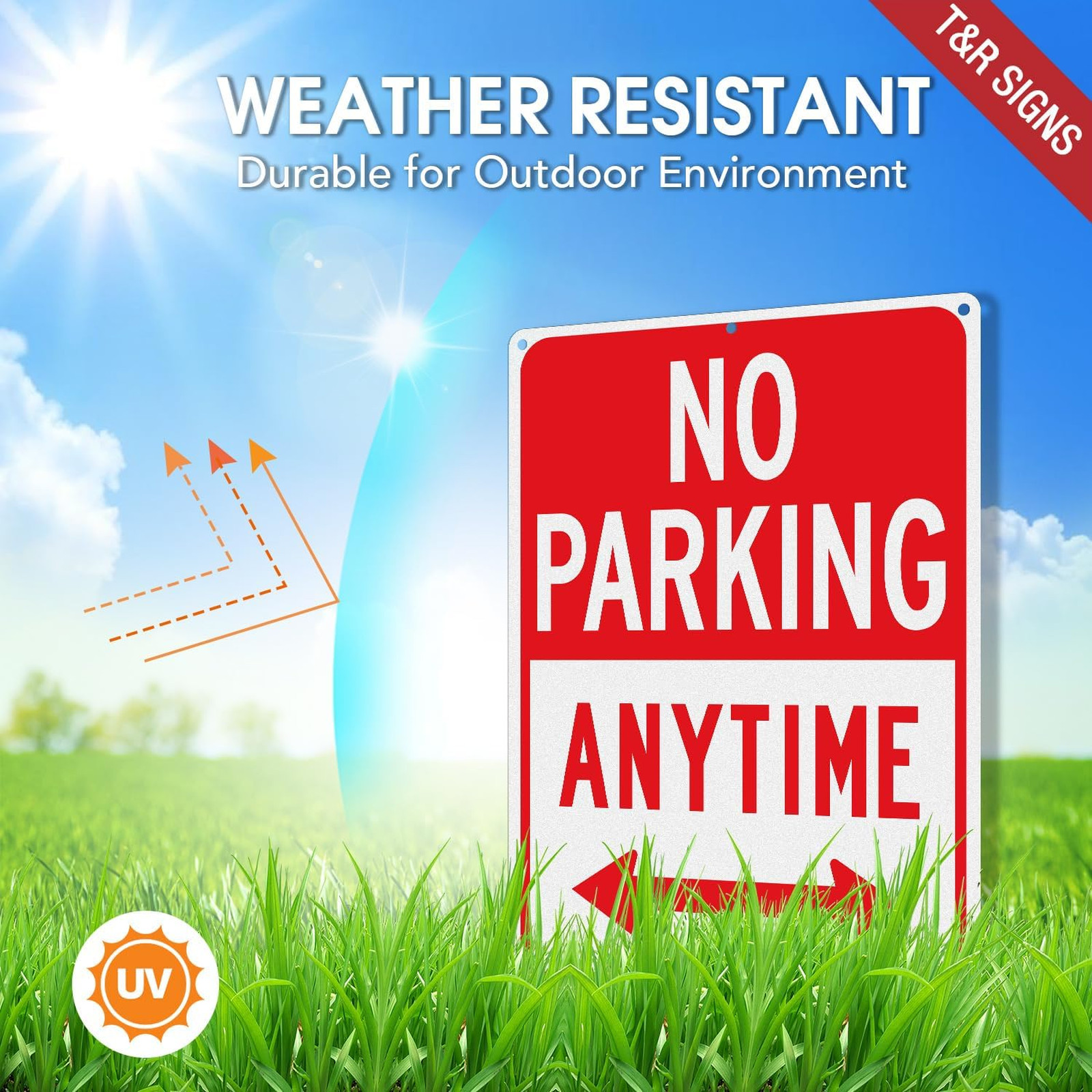 No Parking Anytime Sign, Aluminum Reflective, 14×10 Inches, Weatherproof