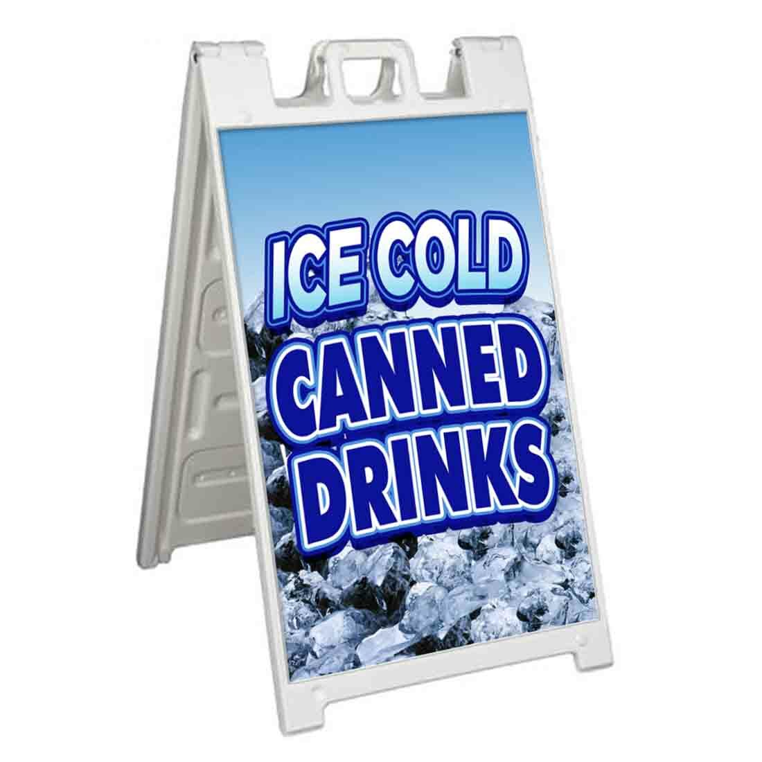 ICE COLD CANNED DRINKS Signicade 24×36 Aframe Sidewalk Sign Banner Decal