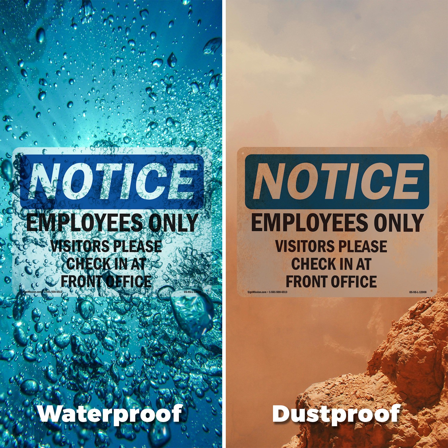 Employees Only Visitors Please Check In OSHA Notice Sign Or Decal – 5 or 10 Pack