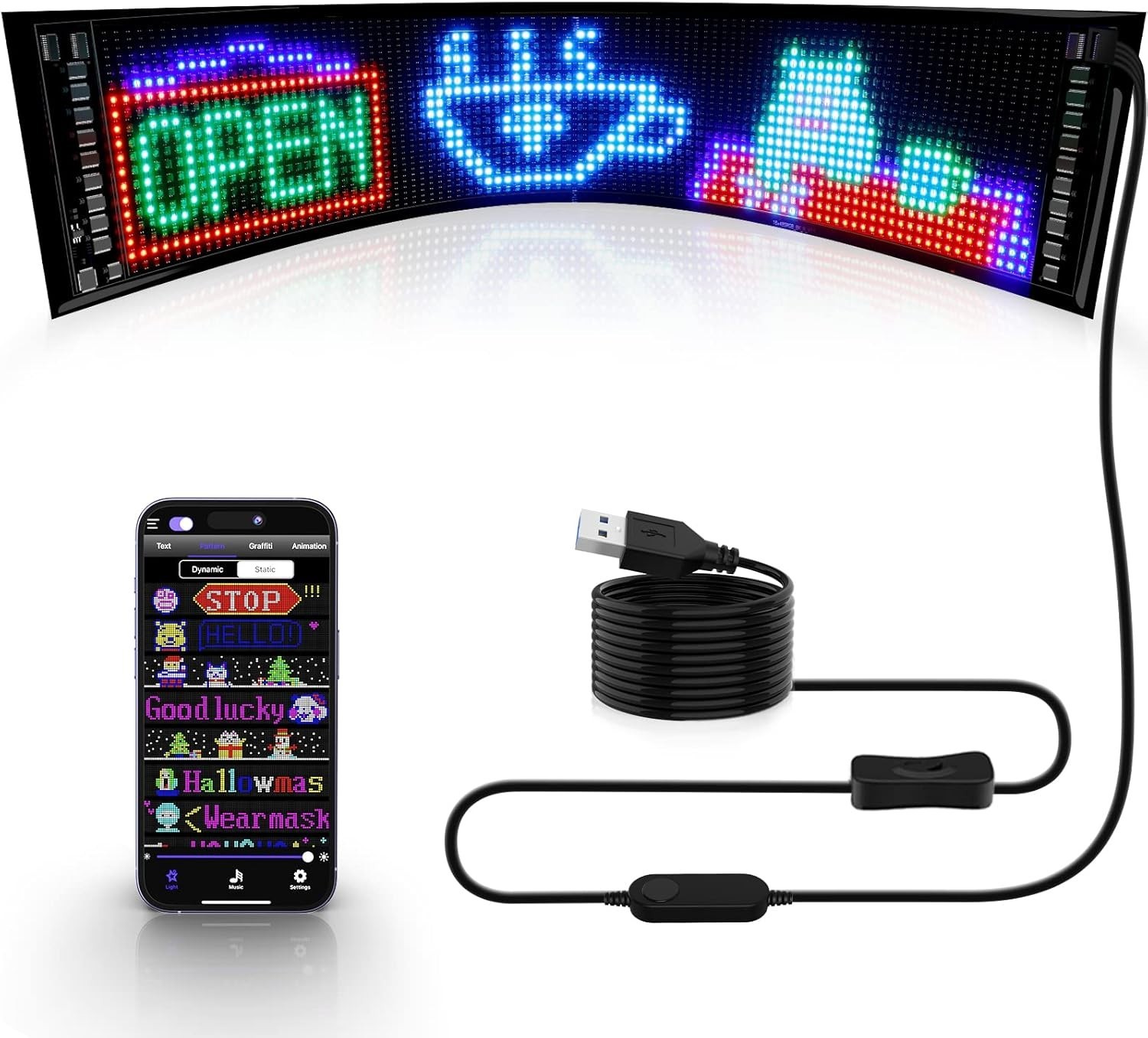 Waterproof 27”x5” LED Sign with Bluetooth Control – Ideal for Bars and Stores