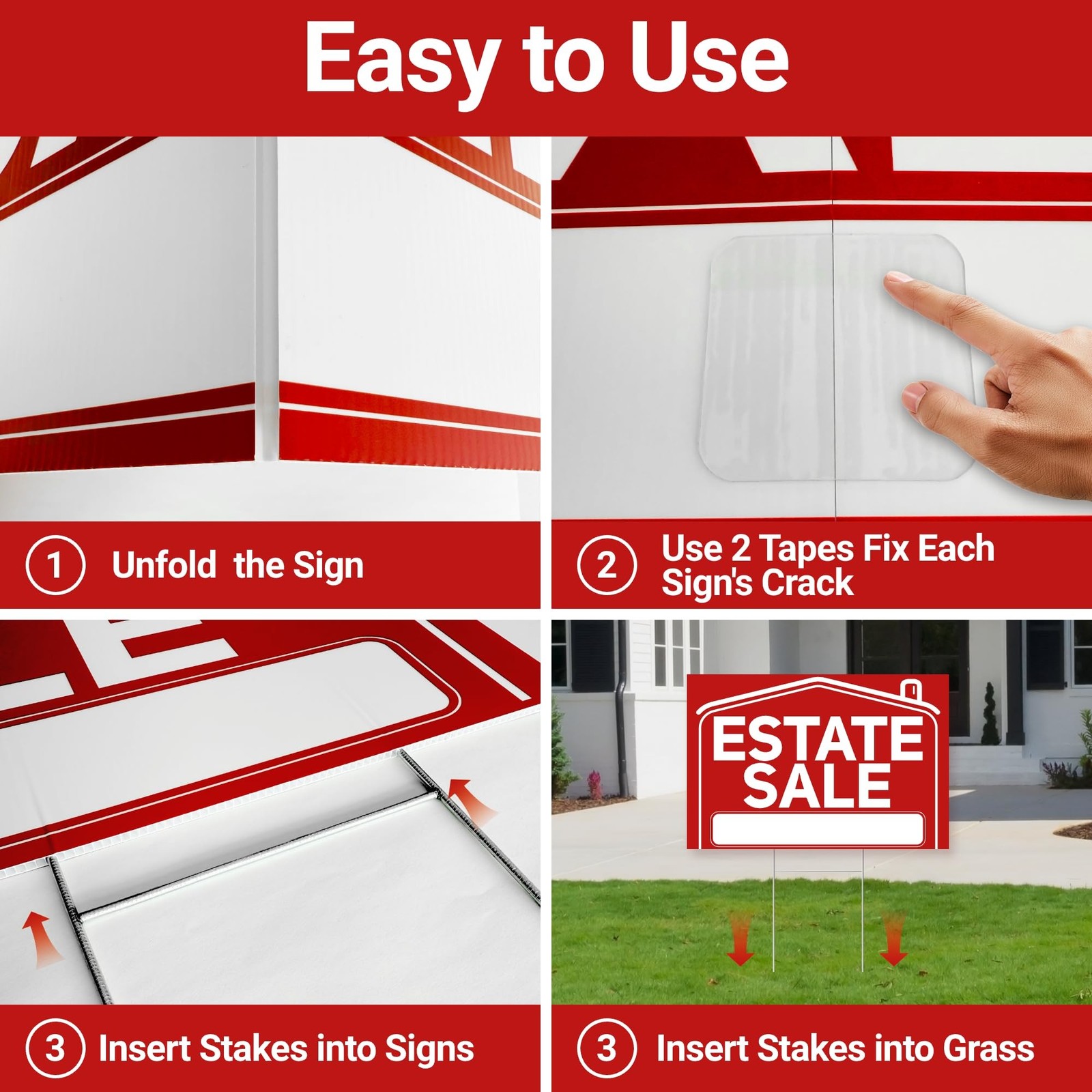 6 Pcs Estate Sale Signs with Stakes, Foldable Extra-Large Estate Sale Signs 2…