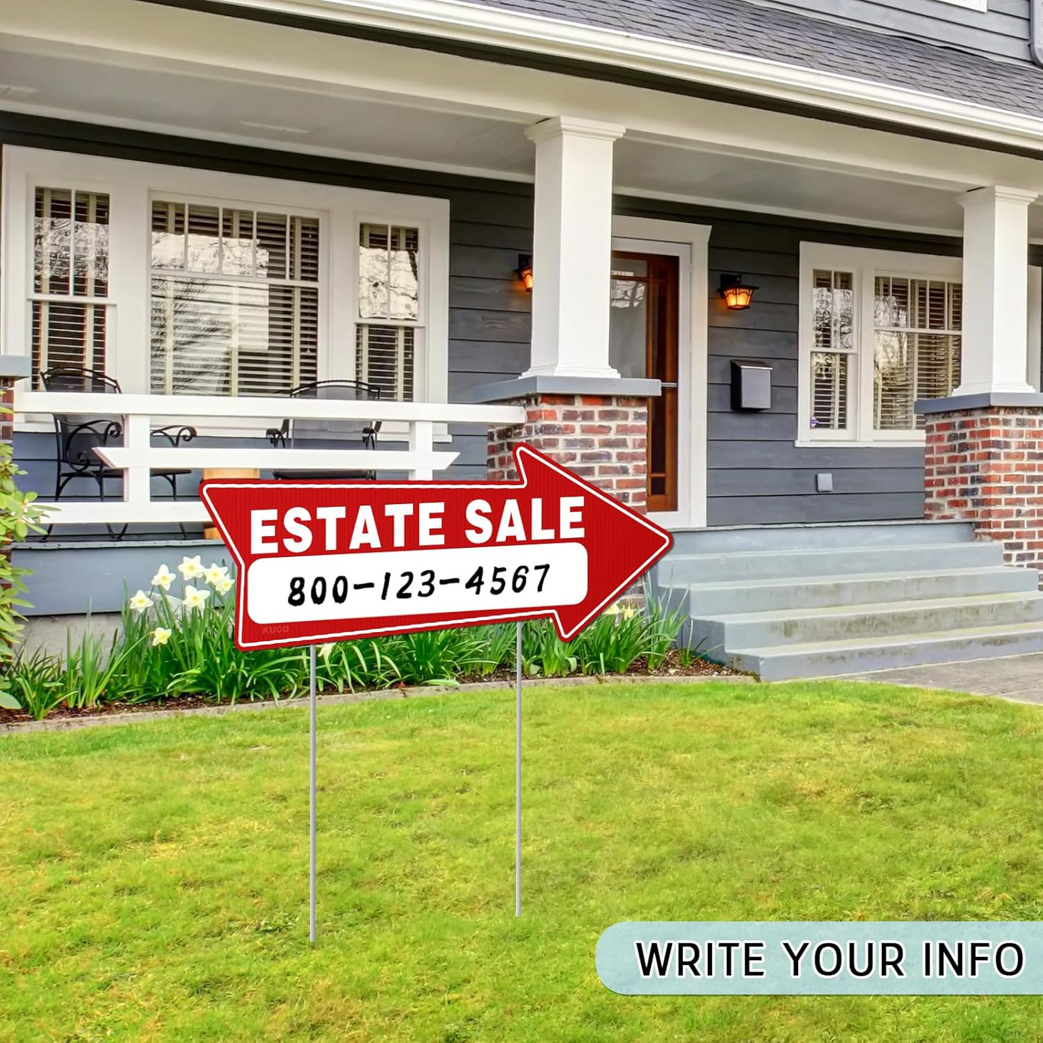 7 PC Estate Sale Signs, 17″ X 6″, Estate Sale Signs with Stakes Double Sided, La
